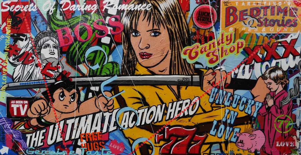 Kill Bill Volume 1 190cm x 100cm The Bride Textured Urban Pop Art Painting (SOLD)-urban pop-[Franko_Artist]-[Australian_artist]-[Gold_Coast]-[Brisbane]-[modern]-[contemporary]-[original]-[Large_artwork]-Franklin Art Studio