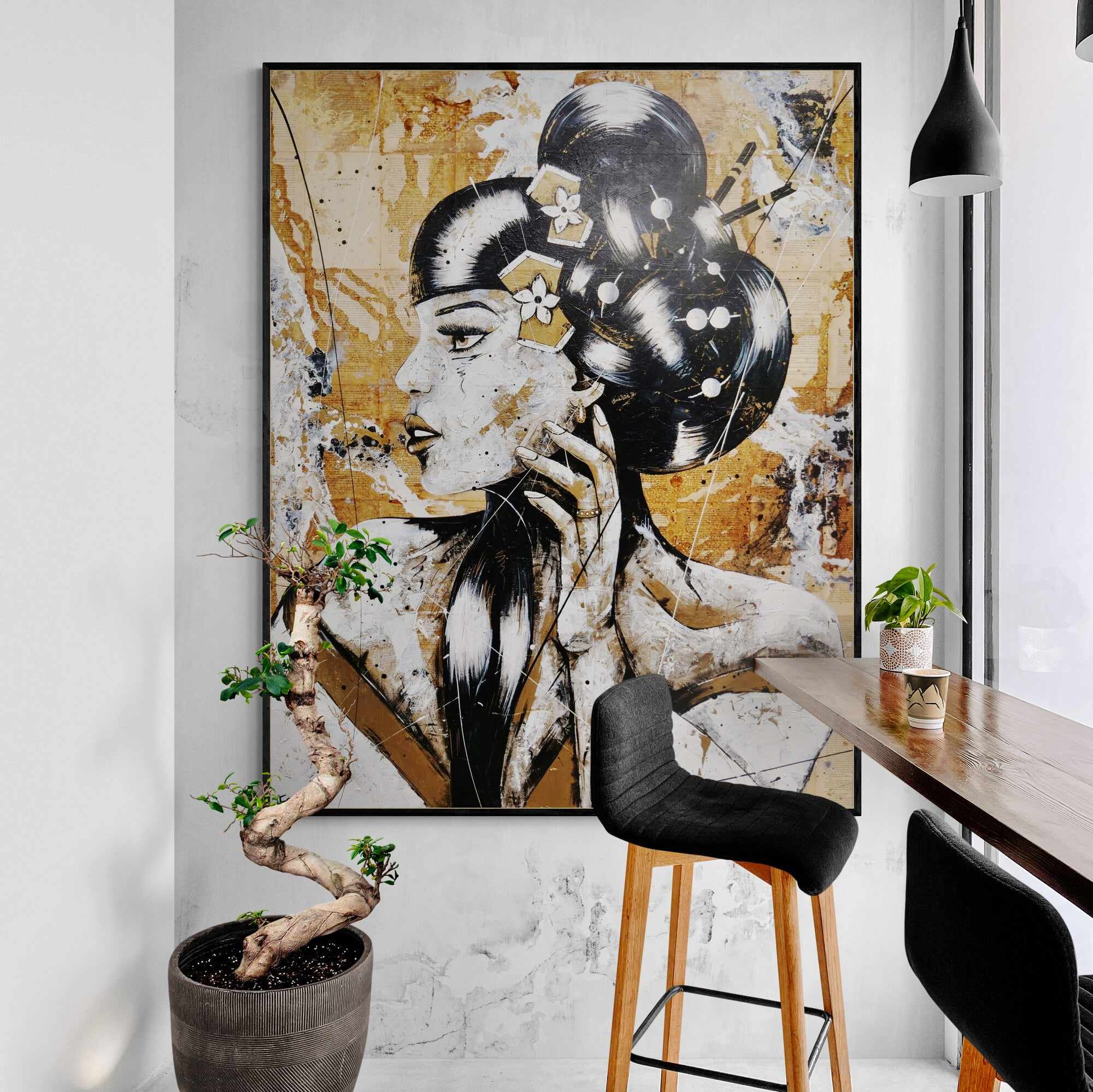 Kin Ojo 120cm x 150cm Geisha Abstract Realism Book Club Painting (SOLD)-book club-[Franko_Artist]-[Australian_artist]-[Gold_Coast]-[Brisbane]-[modern]-[contemporary]-[original]-[Large_artwork]-[The_Block]-[Dream_Homes]-[ideas]-[Grand_Designs]-[Art_Lover]-Franklin Art Studio