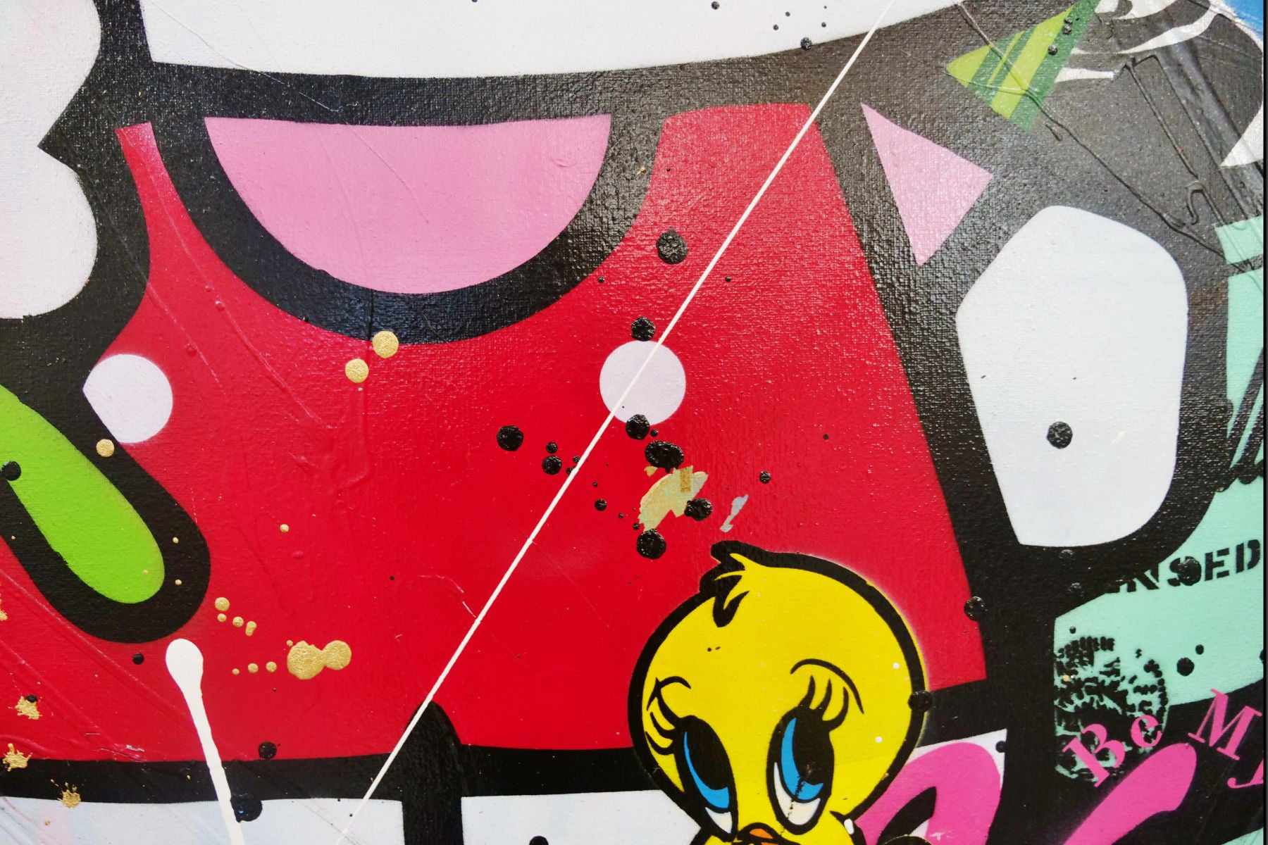 Kitty Candy 160cm x 100cm Hello Kitty Textured Urban Pop Art Painting (SOLD)