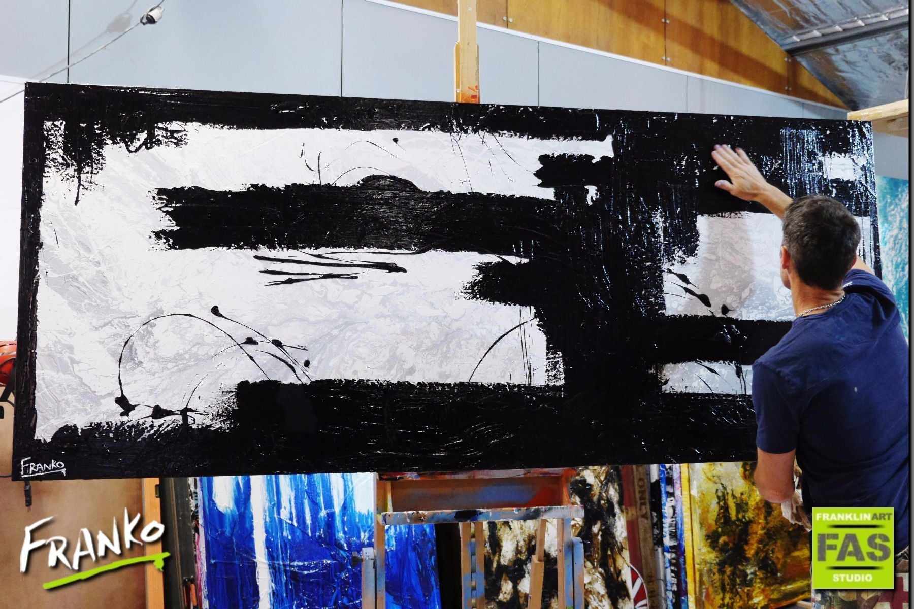 Kline Klarity 240cm x 100cm Black White Abstract Painting (SOLD)-abstract-[Franko_Artist]-[The_Block]-[Dream_Homes]-[ideas]- [Grand_Designs]-Franklin Art Studio