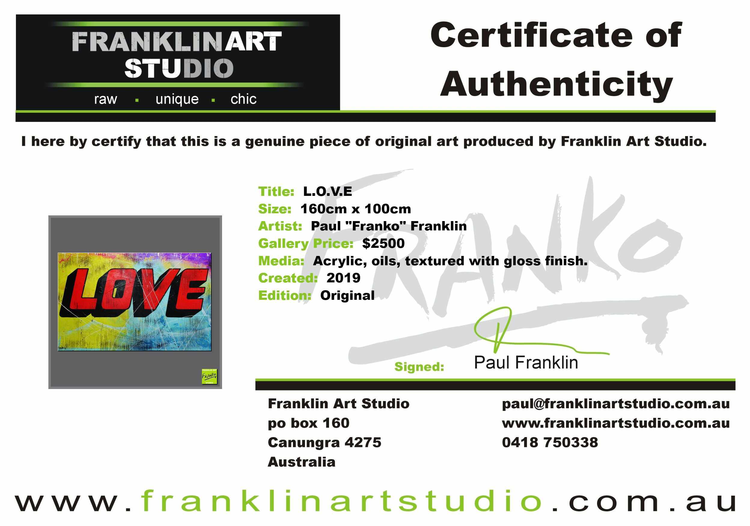 L.O.V.E 160cm x 100cm Colourful Love Textured Urban Pop Art Painting (SOLD)-urban pop-[Franko_Artist]-[The_Block]-[Dream_Homes]-[ideas]-[Grand_Designs]-[Art_Lover]-Franklin Art Studio