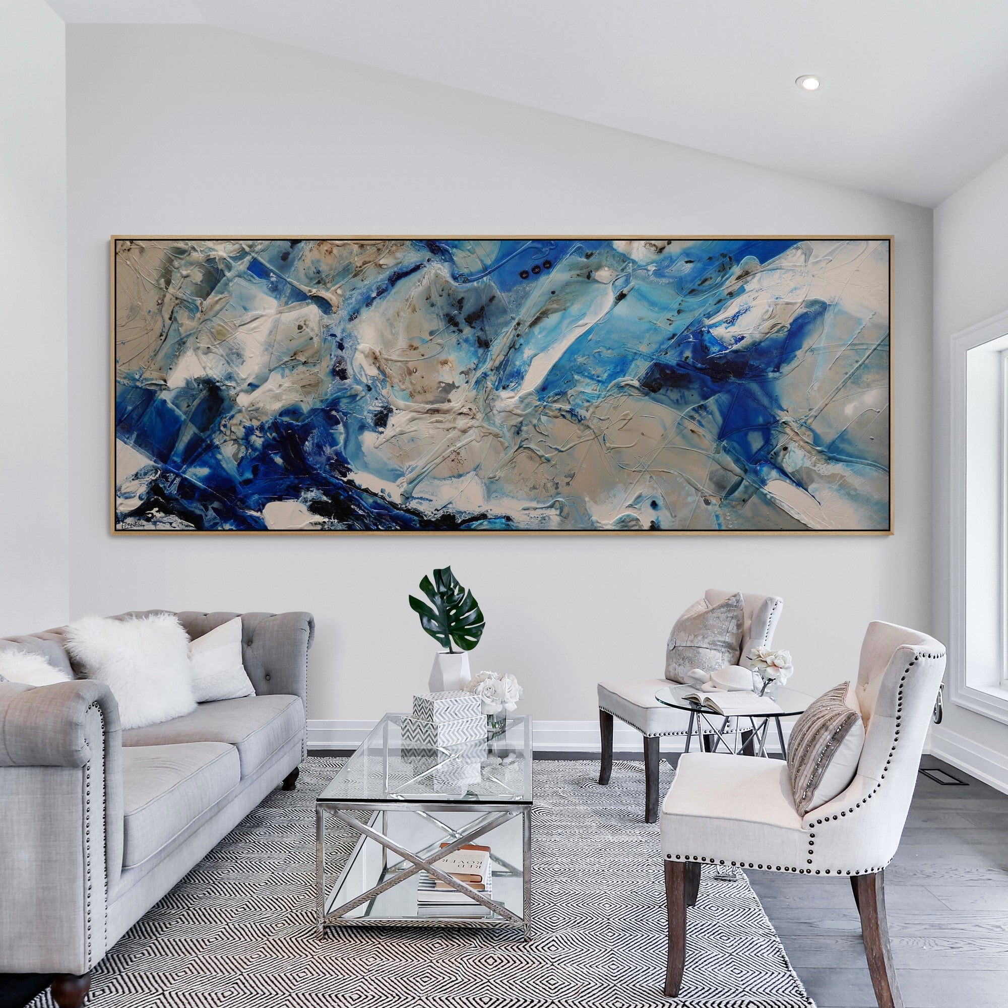 Rocking the Casbah 270cm x 100cm Phalto Mid Blues Honey White Textured Abstract Painting (SOLD)-Abstract-[Franko_Artist]-[Australian_artist]-[Gold_Coast]-[Brisbane]-[modern]-[contemporary]-[original]-[Large_artwork]-[The_Block]-[Dream_Homes]-[ideas]-[Grand_Designs]-[Art_Lover]-Franklin Art Studio