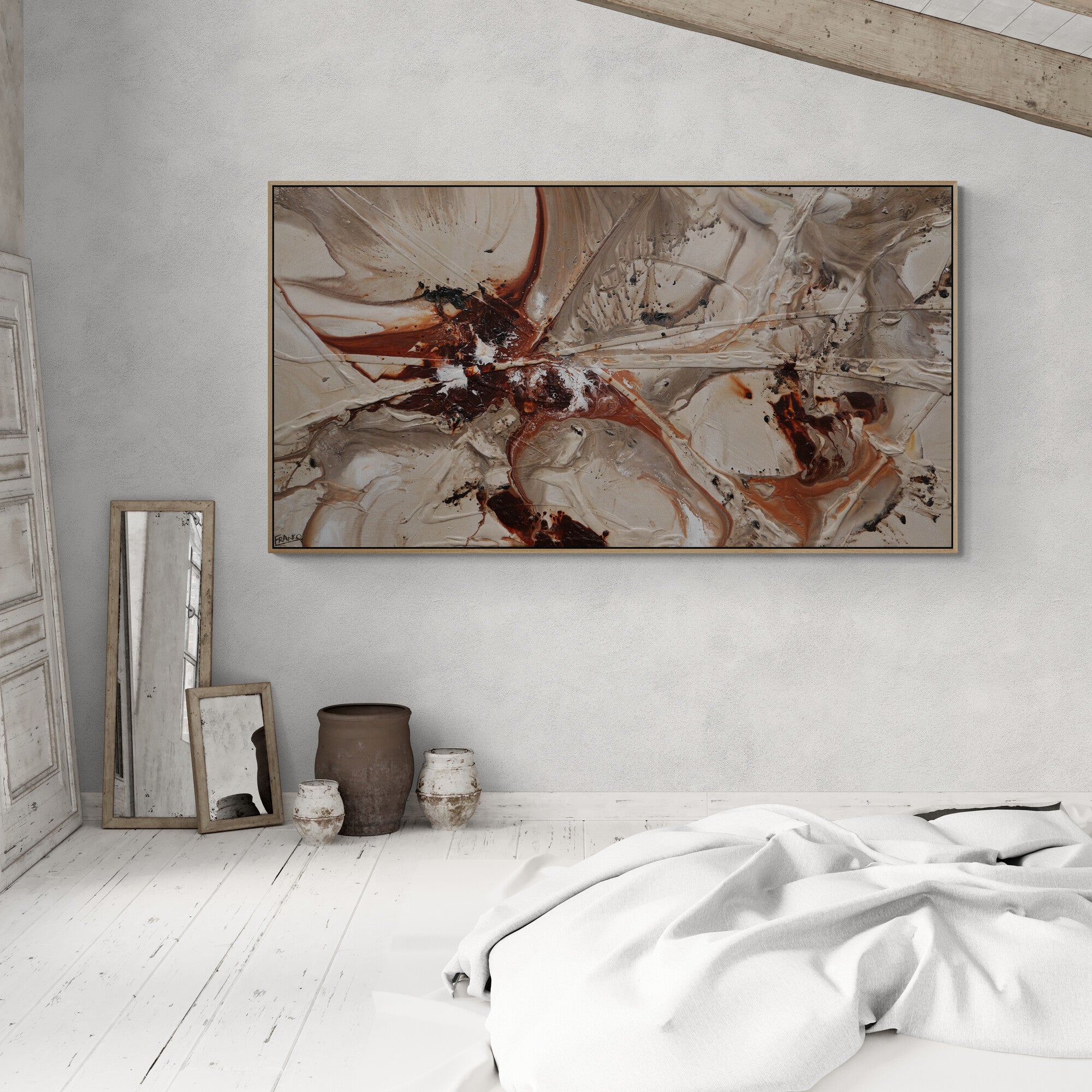 The Almond Principle 190cm x 100cm Malt Rusts Browns Textured Abstract Painting (SOLD)-Abstract-[Franko_Artist]-[The_Block]-[Dream_Homes]-[ideas]-[Grand_Designs]-[Art_Lover]-Franklin Art Studio