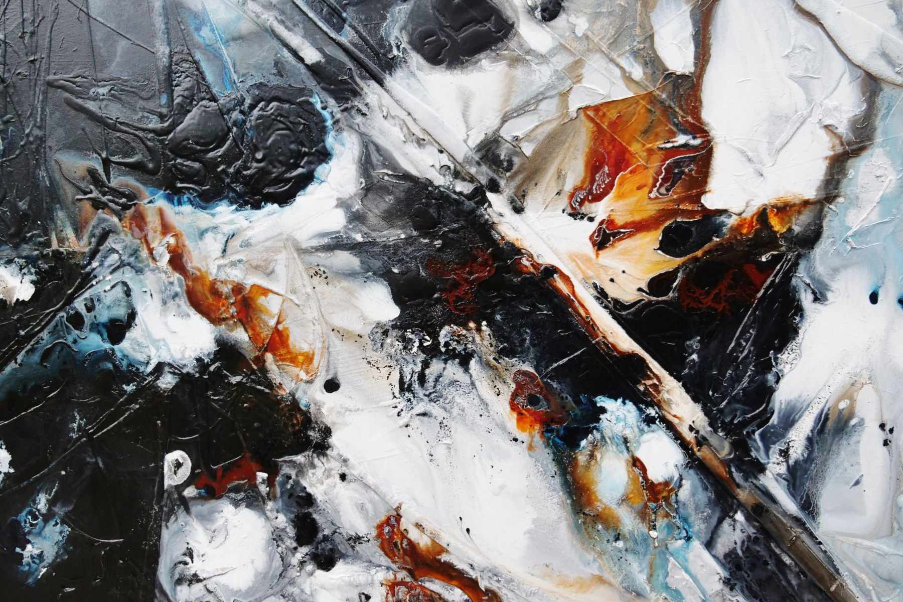 Latitude 240cm x 100cm Grey White Black Textured Abstract Painting (SOLD)