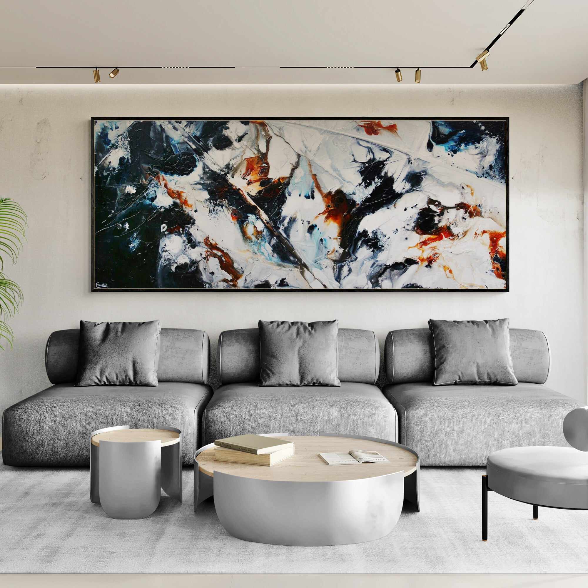 Latitude 240cm x 100cm Grey White Black Textured Abstract Painting (SOLD)-Abstract-[Franko_Artist]-[Australian_artist]-[Gold_Coast]-[Brisbane]-[modern]-[contemporary]-[original]-[Large_artwork]-[The_Block]-[Dream_Homes]-[ideas]-[Grand_Designs]-[Art_Lover]-Franklin Art Studio