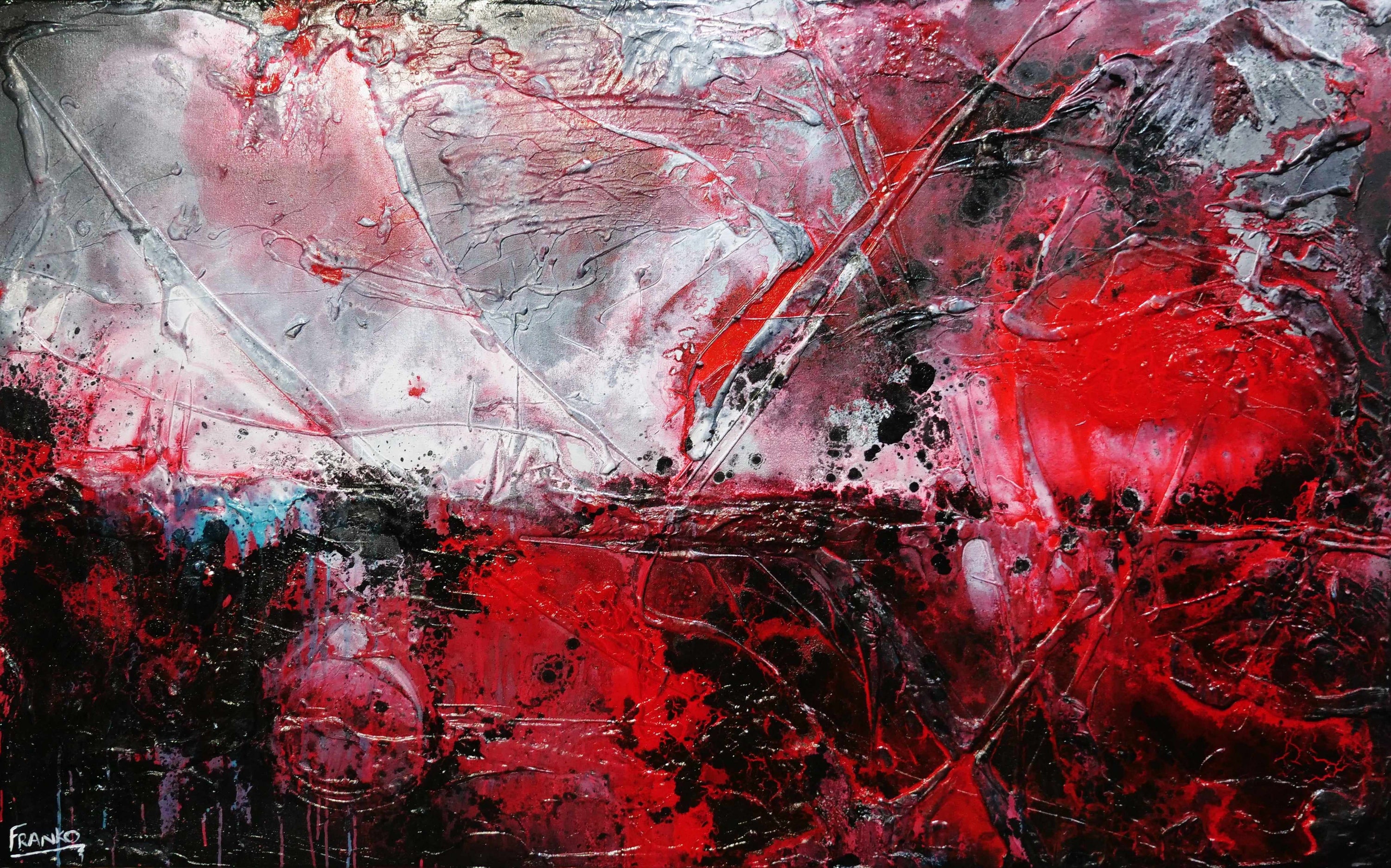Lavish 160cm x 100cm Red Black Textured Abstract Painting (SOLD)-Abstract-[Franko_Artist]-[Australian_artist]-[Gold_Coast]-[Brisbane]-[modern]-[contemporary]-[original]-[Large_artwork]-Franklin Art Studio