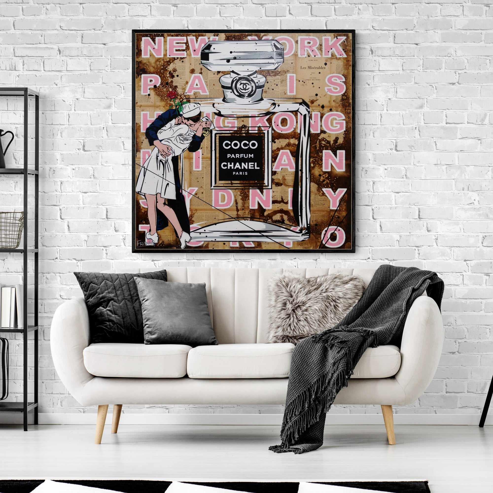 Le Kiss 100cm x 100cm Urban Pop Book Club Painting (SOLD)-book club-[Franko_Artist]-[The_Block]-[Dream_Homes]-[ideas]- [Grand_Designs]-Franklin Art Studio