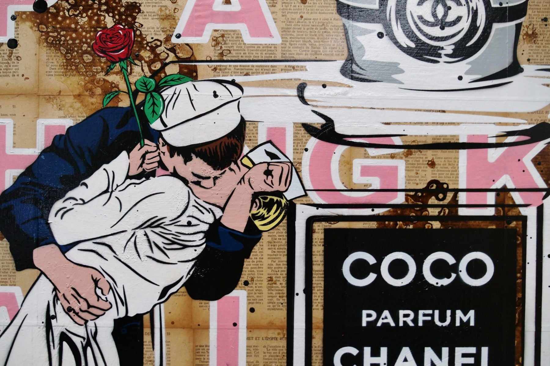 Le Kiss 100cm x 100cm Urban Pop Book Club Painting (SOLD)