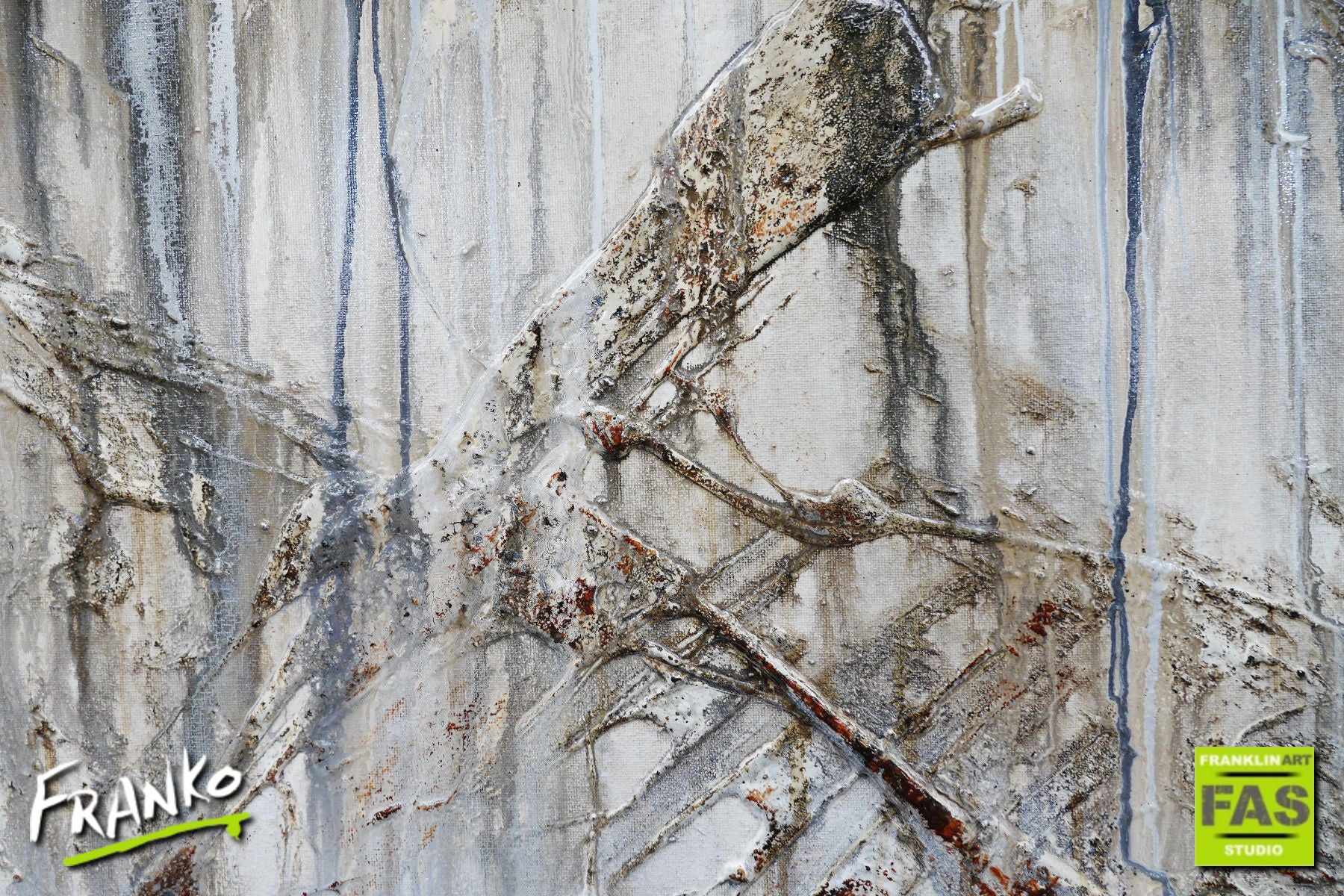Leathered Manner 160cm x 100cm White Brown Rust Abstract Painting (SOLD)