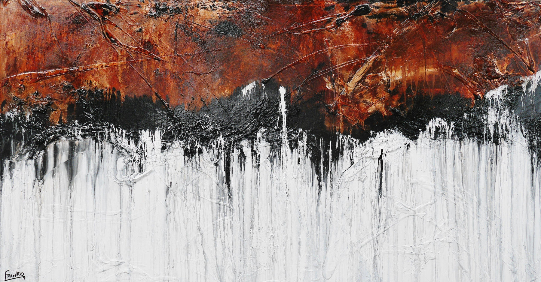 Leathered Plateau 190cm x 100cm Brown White Abstract Painting-Abstract-[Franko_Artist]-[Australian_artist]-[Gold_Coast]-[Brisbane]-[modern]-[contemporary]-[original]-[Large_artwork]-Franklin Art Studio
