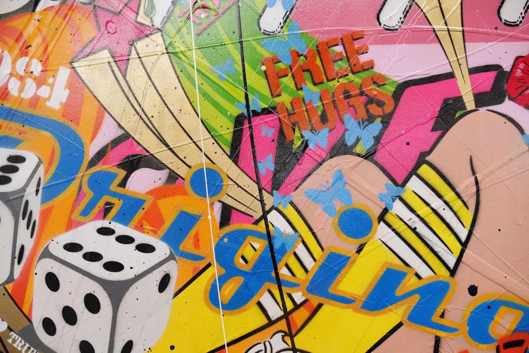 Let The Good Times Roll 140cm x 100cm Roller Skate Girl Textured Urban Pop Art Painting (SOLD)