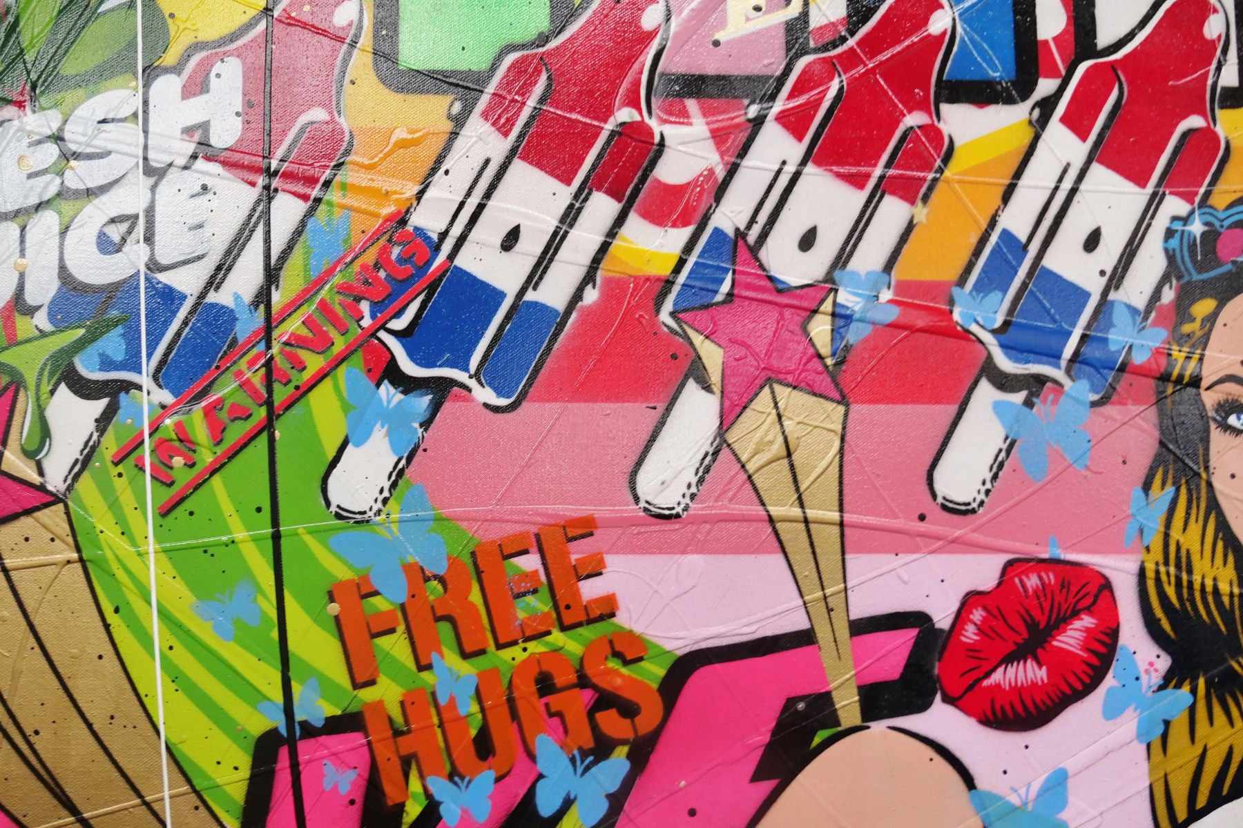 Let The Good Times Roll 140cm x 100cm Roller Skate Girl Textured Urban Pop Art Painting (SOLD)