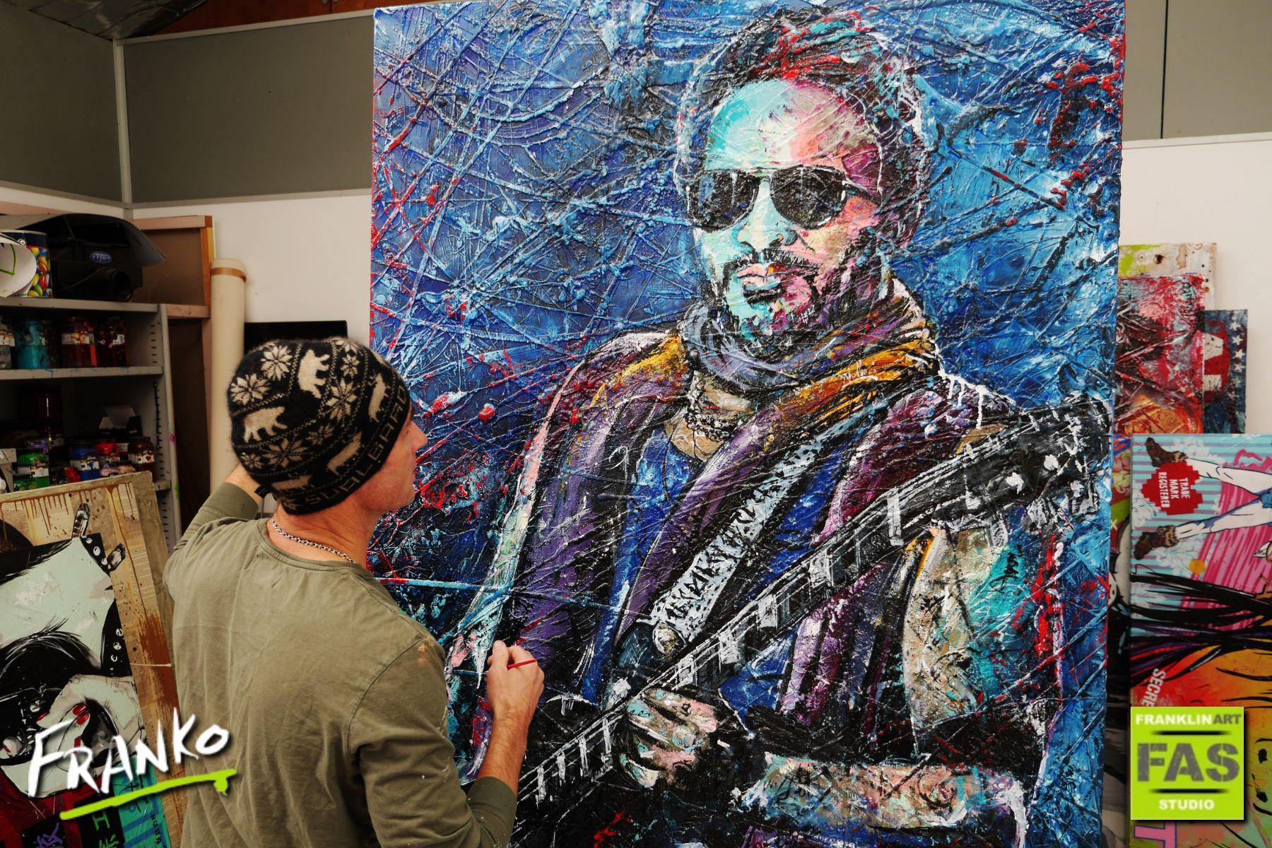 Let Your Spirit Fly 120cm x 150cm Abstract Realism Lenny Kravitz Painting (SOLD)-abstract realism-[Franko_Artist]-[The_Block]-[Dream_Homes]-[ideas]- [Grand_Designs]-Franklin Art Studio
