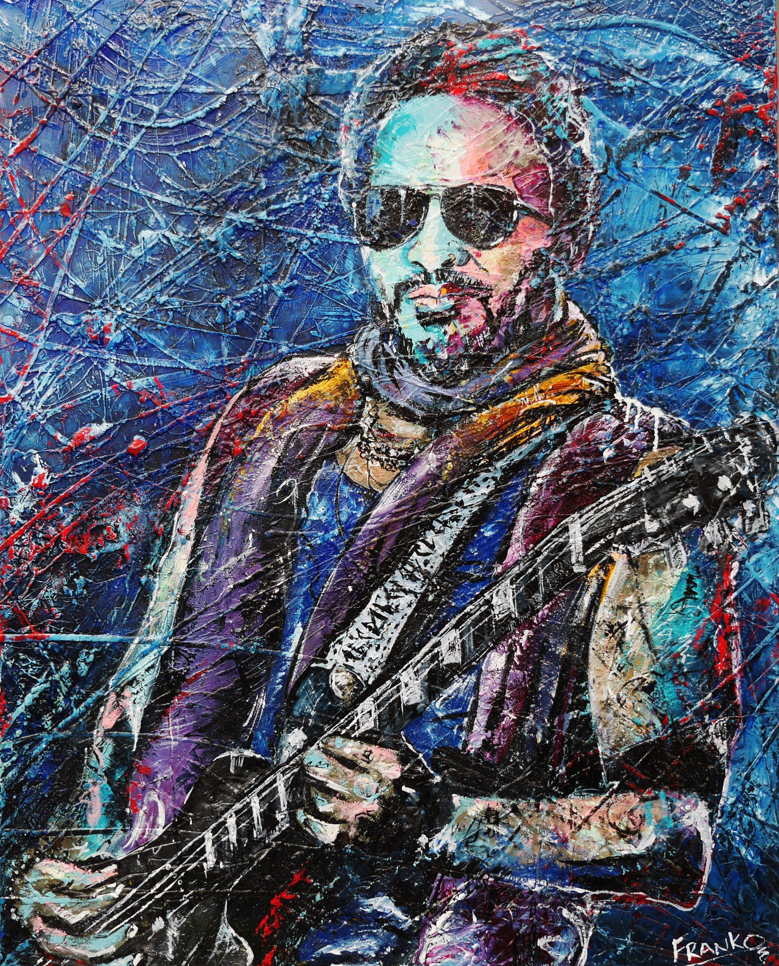 Let Your Spirit Fly 120cm x 150cm Abstract Realism Lenny Kravitz Painting (SOLD)-abstract realism-[Franko_Artist]-[Australian_artist]-[Gold_Coast]-[Brisbane]-[modern]-[contemporary]-[original]-[Large_artwork]-Franklin Art Studio