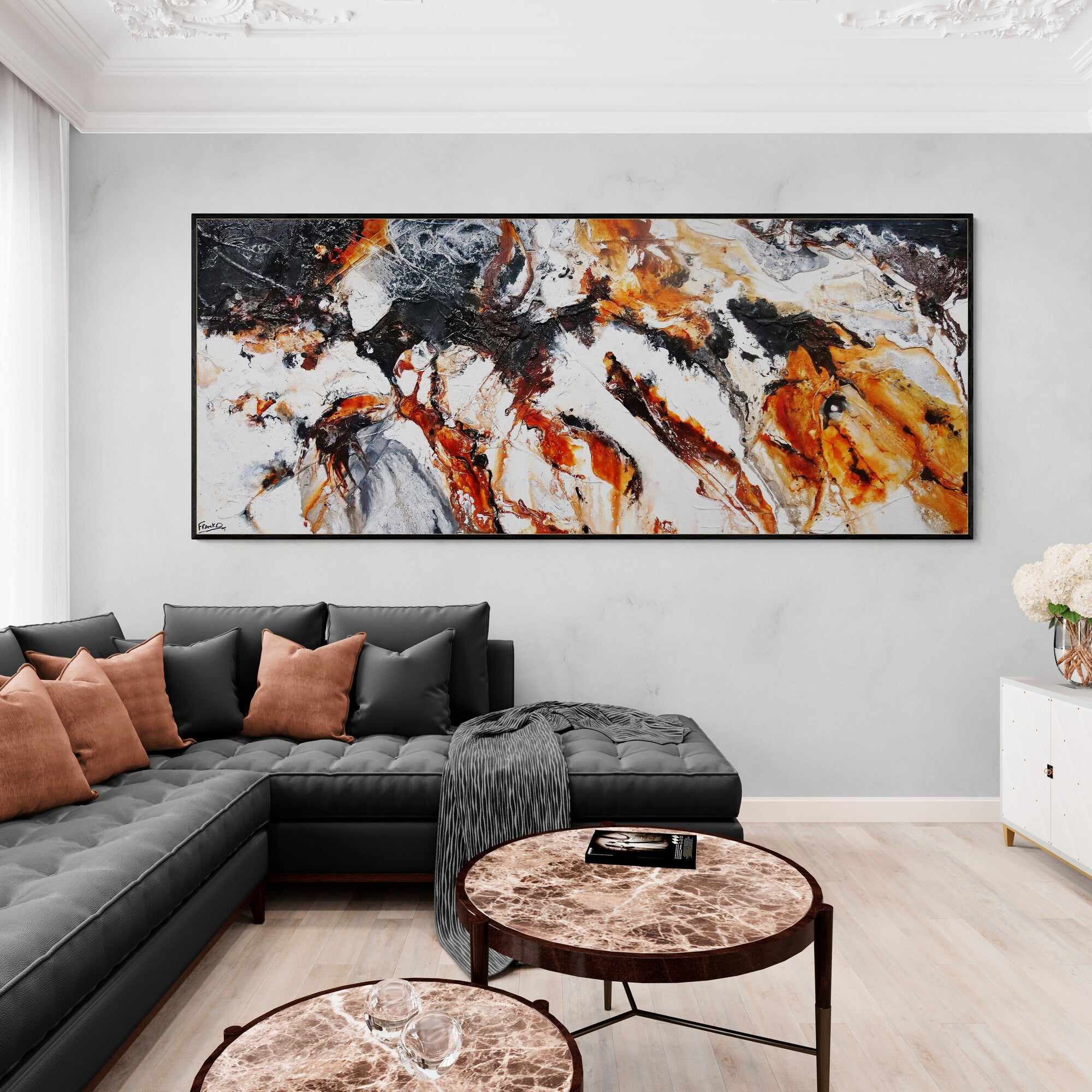 Levitating 240cm x 100cm Brown White Textured Abstract Painting (SOLD)-Abstract-[Franko_Artist]-[Australian_artist]-[Gold_Coast]-[Brisbane]-[modern]-[contemporary]-[original]-[Large_artwork]-[The_Block]-[Dream_Homes]-[ideas]-[Grand_Designs]-[Art_Lover]-Franklin Art Studio
