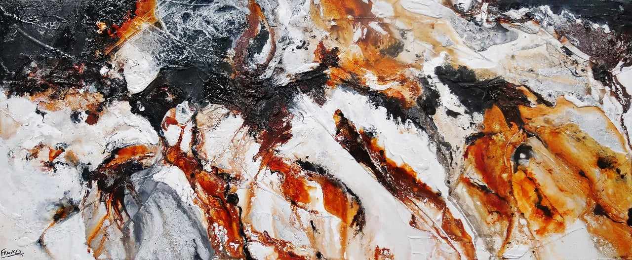 Levitating 240cm x 100cm Brown White Textured Abstract Painting (SOLD)-Abstract-[Franko_Artist]-[Australian_artist]-[Gold_Coast]-[Brisbane]-[modern]-[contemporary]-[original]-[Large_artwork]-Franklin Art Studio