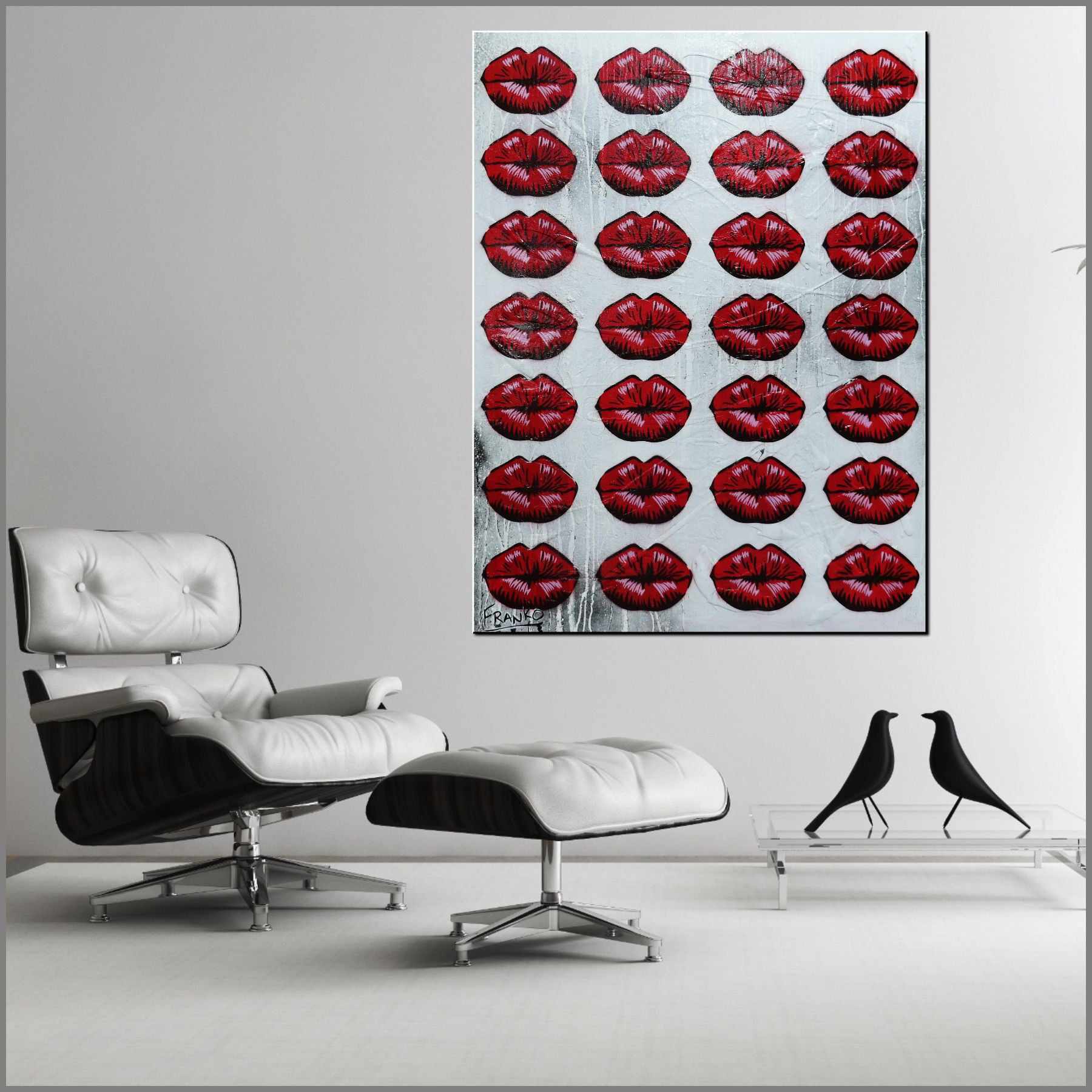 Lickety 75cm x 100cm Lips Kiss Textured Urban Pop Art Painting (SOLD)-urban pop-[Franko_Artist]-[Australian_artist]-[Gold_Coast]-[Brisbane]-[modern]-[contemporary]-[original]-[Large_artwork]-[The_Block]-[Dream_Homes]-[ideas]-[Grand_Designs]-[Art_Lover]-Franklin Art Studio