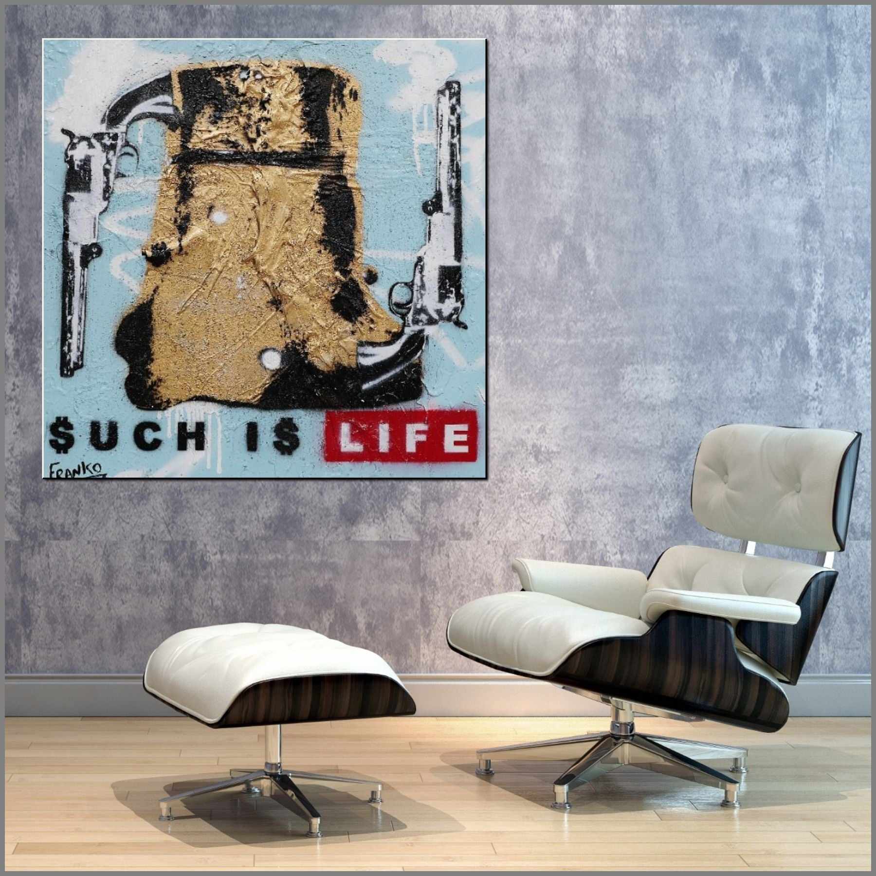 Life According To Ned 60cm x 60cm Blue Pop Art Painting (SOLD)-urban pop-[Franko_Artist]-[Australian_artist]-[Gold_Coast]-[Brisbane]-[modern]-[contemporary]-[original]-[Large_artwork]-[The_Block]-[Dream_Homes]-[ideas]-[Grand_Designs]-[Art_Lover]-Franklin Art Studio