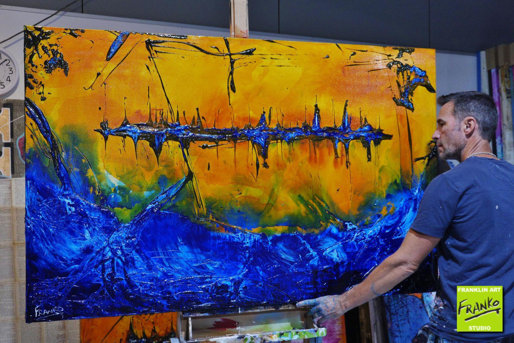 Life is a Beach 160cm x 100cm Blue Sienna Textured Abstract Painting (SOLD)-Abstract-[Franko_Artist]-[The_Block]-[Dream_Homes]-[ideas]- [Grand_Designs]-Franklin Art Studio
