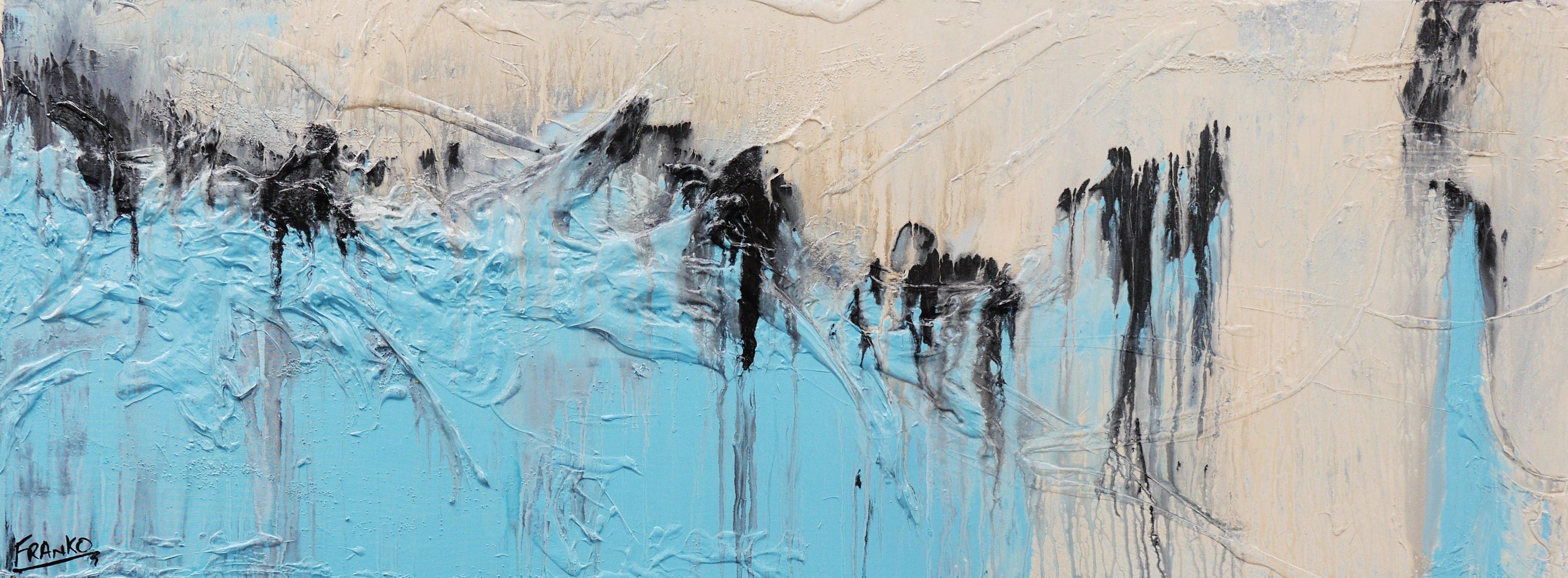 Light Creme Blueley 160cm x 60cm Blue Creme Abstract Painting (SOLD)-Abstract-[Franko_Artist]-[Australian_artist]-[Gold_Coast]-[Brisbane]-[modern]-[contemporary]-[original]-[Large_artwork]-Franklin Art Studio