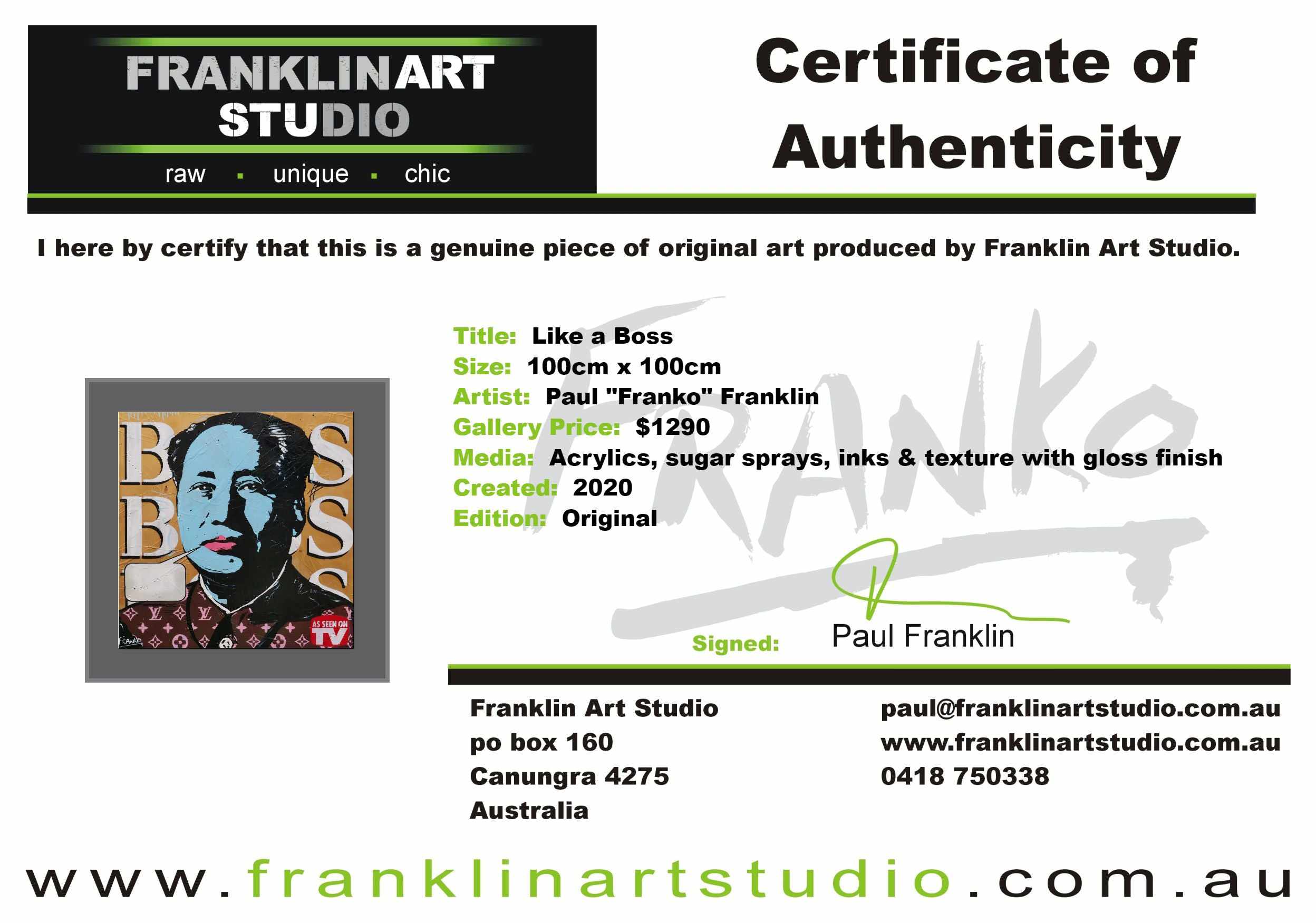 Like a Boss 100cm x 100cm Mao Zedong Textured Urban Pop Art Painting (SOLD)-Urban Pop Art-[Franko_Artist]-[The_Block]-[Dream_Homes]-[ideas]-[Grand_Designs]-[Art_Lover]-Franklin Art Studio
