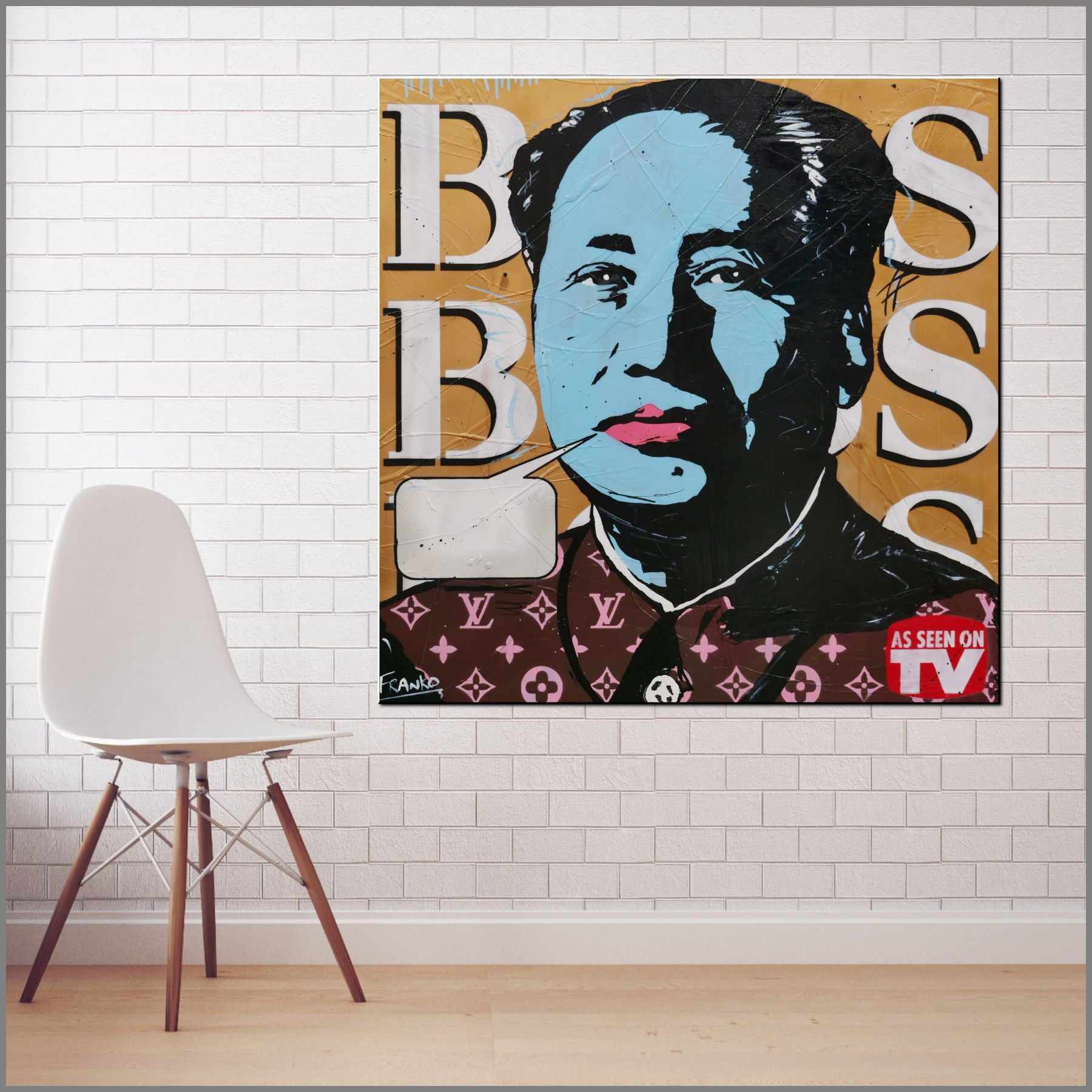 Like a Boss 100cm x 100cm Mao Zedong Textured Urban Pop Art Painting (SOLD)-Urban Pop Art-[Franko_Artist]-[Australian_artist]-[Gold_Coast]-[Brisbane]-[modern]-[contemporary]-[original]-[Large_artwork]-[The_Block]-[Dream_Homes]-[ideas]-[Grand_Designs]-[Art_Lover]-Franklin Art Studio