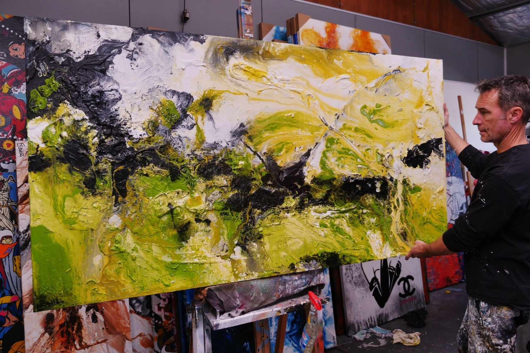 Lime By Design 190cm x 100cm Lime Rust Textured Abstract Painting (SOLD)-Abstract-[Franko_Artist]-[The_Block]-[Dream_Homes]-[ideas]-[Grand_Designs]-[Art_Lover]-Franklin Art Studio