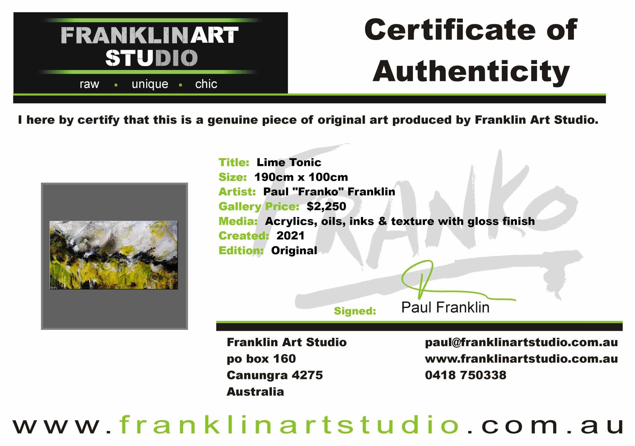 Lime Tonic 190cm x 100cm Green White Textured Abstract Painting (SOLD)-Abstract-[Franko_Artist]-[The_Block]-[Dream_Homes]-[ideas]-[Grand_Designs]-[Art_Lover]-Franklin Art Studio