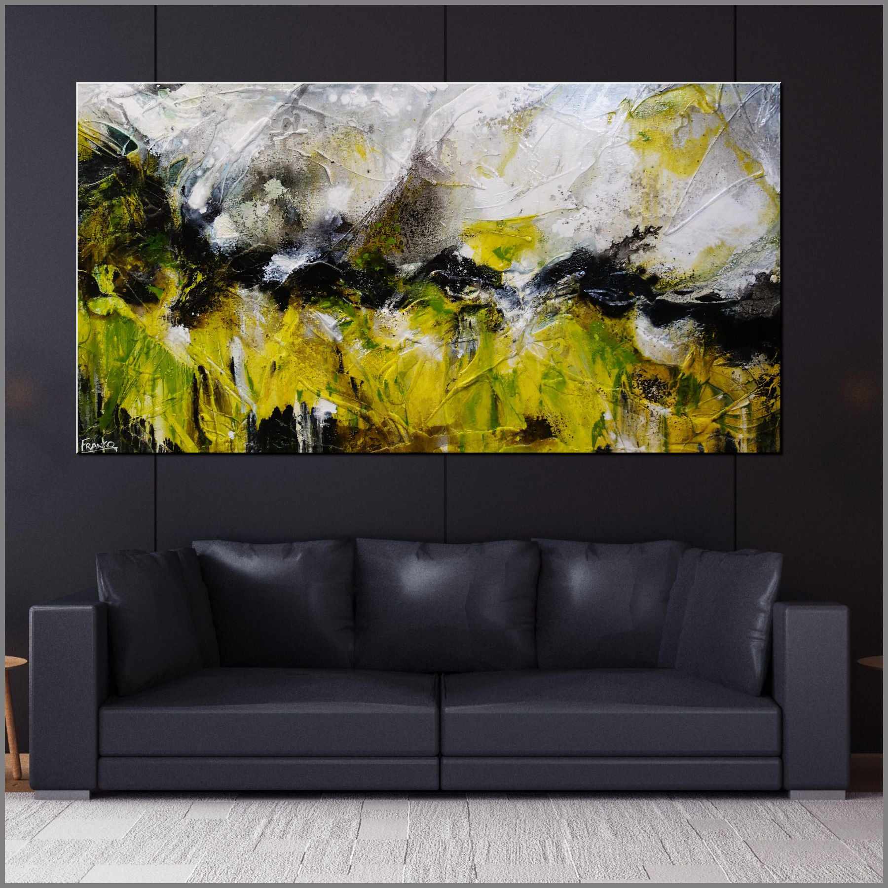 Lime Tonic 190cm x 100cm Green White Textured Abstract Painting (SOLD)-Abstract-[Franko_Artist]-[Australian_artist]-[Gold_Coast]-[Brisbane]-[modern]-[contemporary]-[original]-[Large_artwork]-[The_Block]-[Dream_Homes]-[ideas]-[Grand_Designs]-[Art_Lover]-Franklin Art Studio