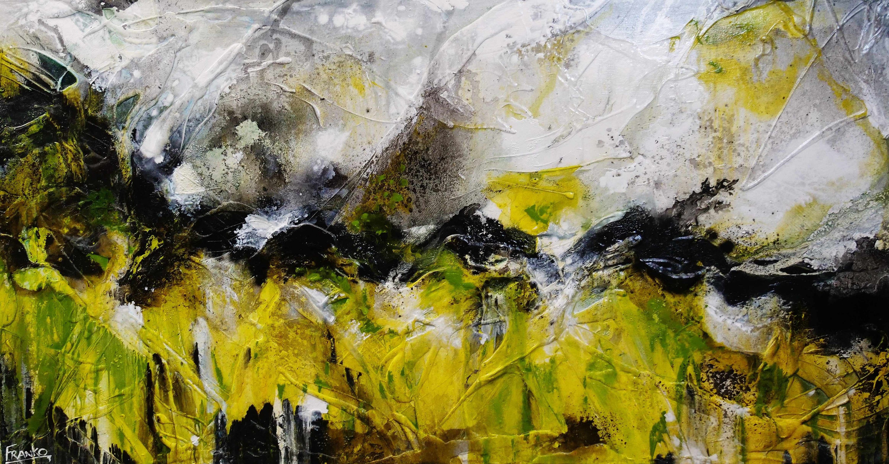 Lime Tonic 190cm x 100cm Green White Textured Abstract Painting (SOLD)-Abstract-[Franko_Artist]-[Australian_artist]-[Gold_Coast]-[Brisbane]-[modern]-[contemporary]-[original]-[Large_artwork]-Franklin Art Studio