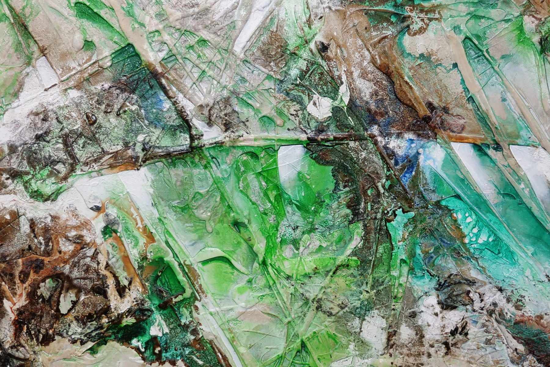 Lime and Cinnamon 240cm x 100cm Green Cream Textured Abstract Painting (SOLD)-Abstract-[Franko]-[Artist]-[Australia]-[Painting]-Franklin Art Studio