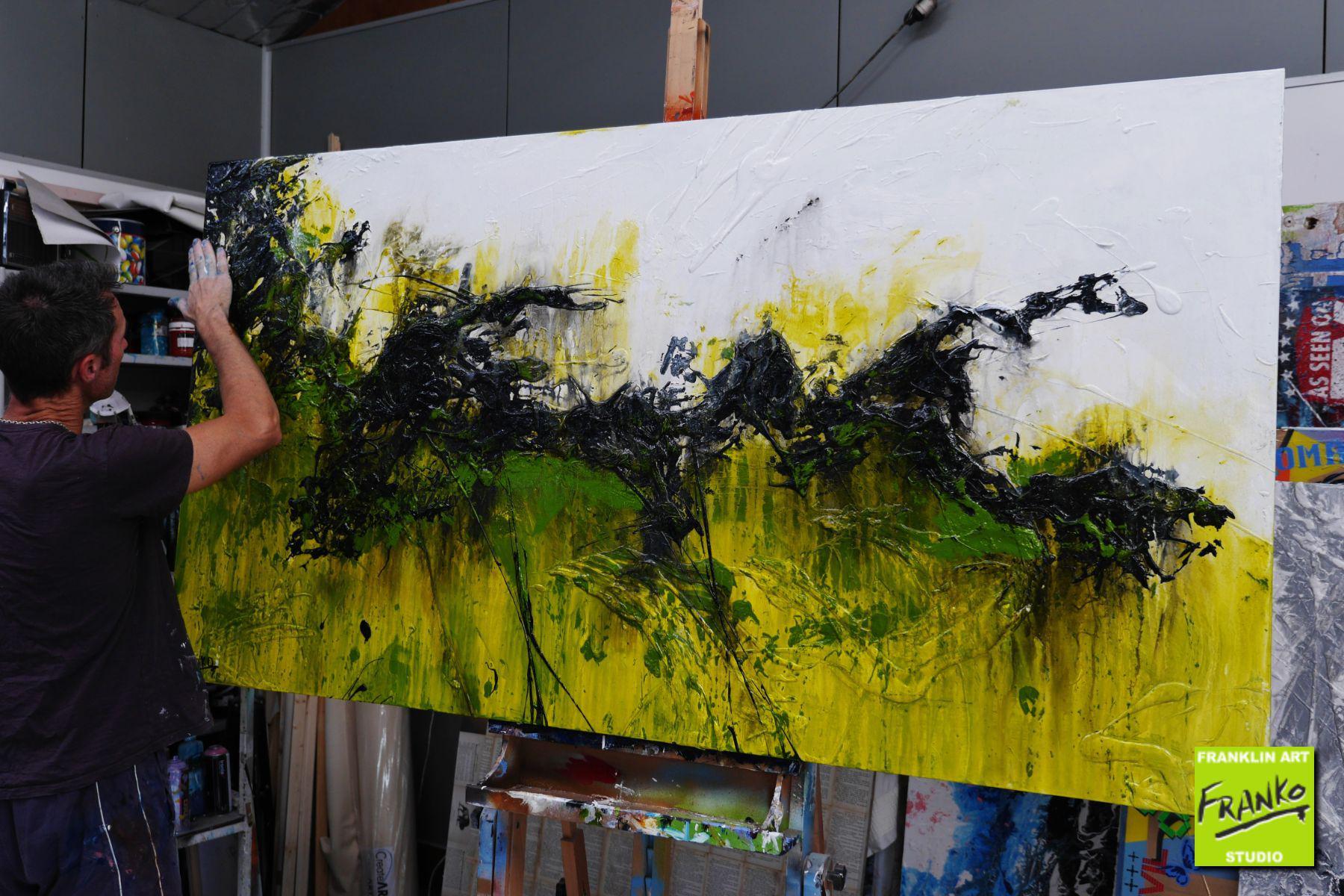Limer 190cm x 100cm White Green Textured Abstract Painting (SOLD)-Abstract-[Franko_Artist]-[The_Block]-[Dream_Homes]-[ideas]- [Grand_Designs]-Franklin Art Studio