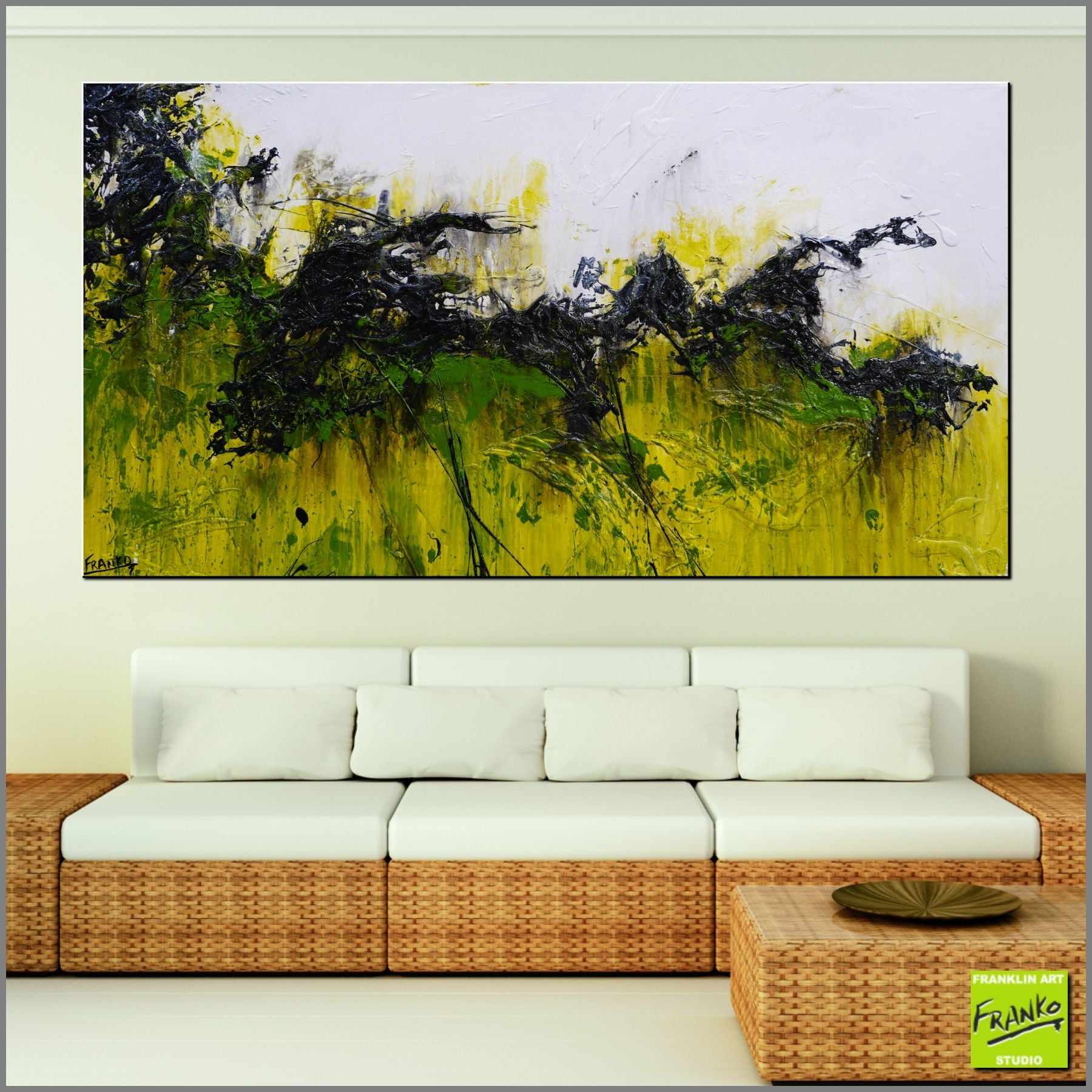 Limer 190cm x 100cm White Green Textured Abstract Painting (SOLD)-Abstract-[Franko_Artist]-[Australian_artist]-[Gold_Coast]-[Brisbane]-[modern]-[contemporary]-[original]-[Large_artwork]-[The_Block]-[Dream_Homes]-[ideas]-[Grand_Designs]-[Art_Lover]-Franklin Art Studio