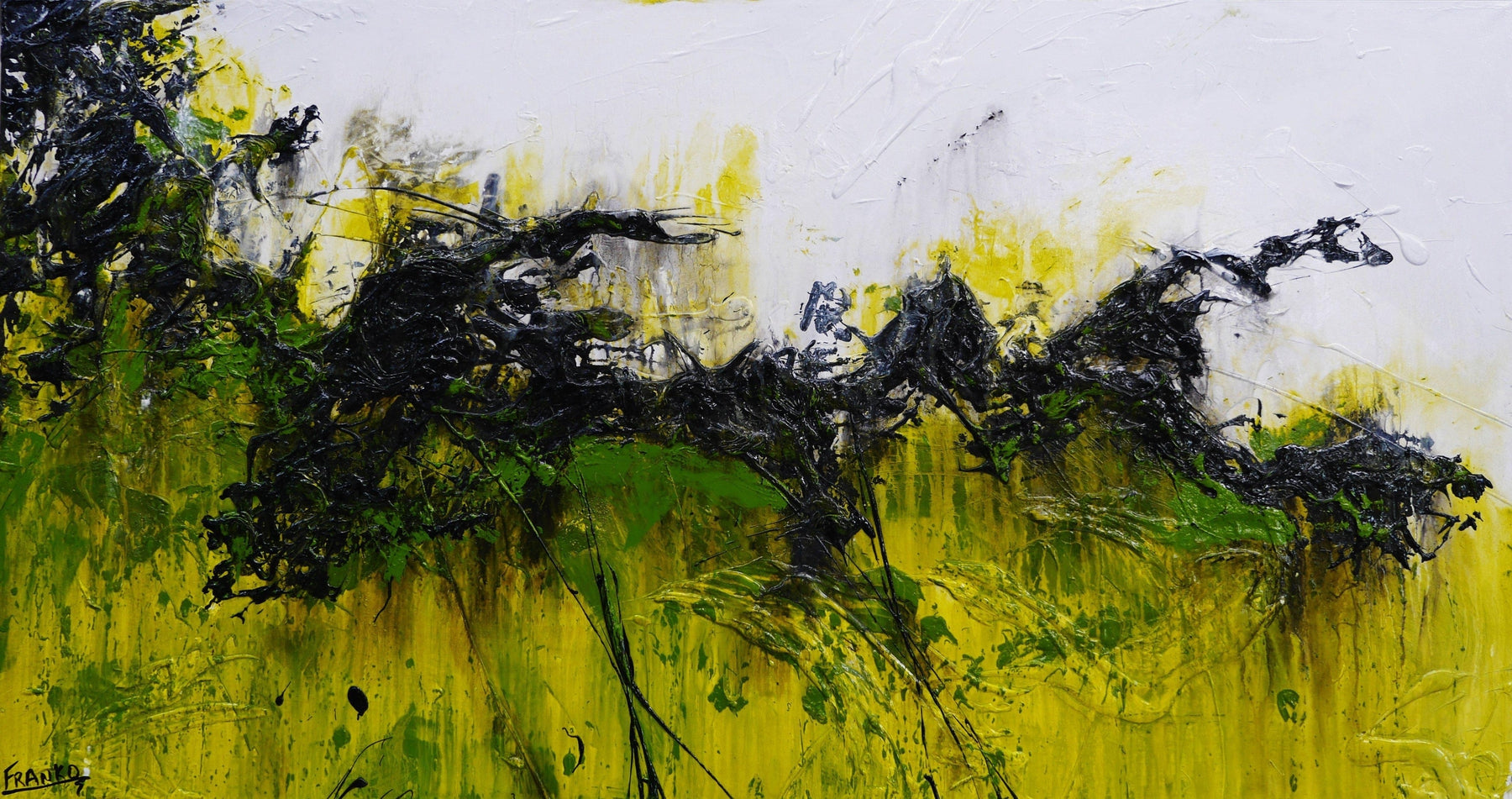 Limer 190cm x 100cm White Green Textured Abstract Painting (SOLD)-Abstract-[Franko_Artist]-[Australian_artist]-[Gold_Coast]-[Brisbane]-[modern]-[contemporary]-[original]-[Large_artwork]-Franklin Art Studio