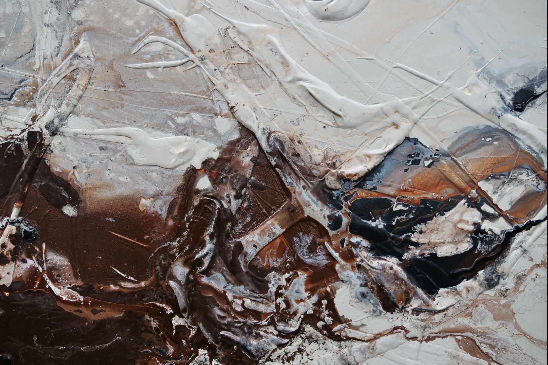 Linger 190cm x 100cm Brown Malt Textured Abstract Painting (SOLD)