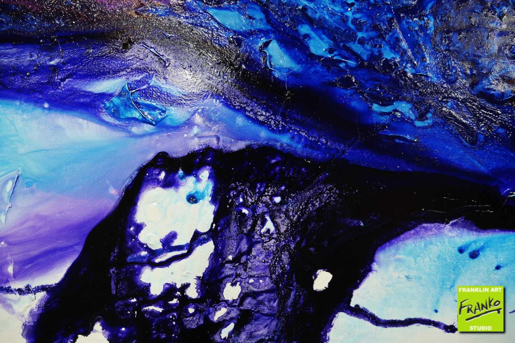 Liquid Class 240cm x 100cm Green Purple White Textured Abstract Painting (SOLD)