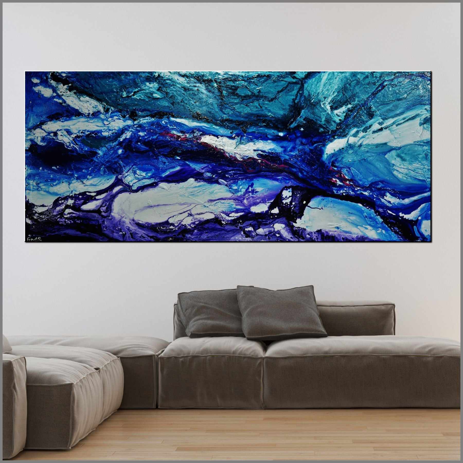 Liquid Class 240cm x 100cm Green Purple White Textured Abstract Painting (SOLD)-Abstract-[Franko_Artist]-[Australian_artist]-[Gold_Coast]-[Brisbane]-[modern]-[contemporary]-[original]-[Large_artwork]-[The_Block]-[Dream_Homes]-[ideas]-[Grand_Designs]-[Art_Lover]-Franklin Art Studio