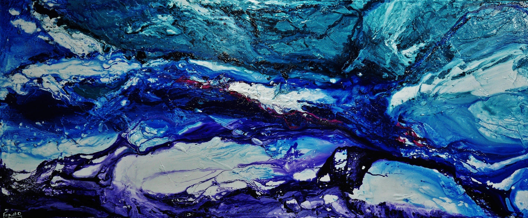 Liquid Class 240cm x 100cm Green Purple White Textured Abstract Painting (SOLD)-Abstract-[Franko_Artist]-[Australian_artist]-[Gold_Coast]-[Brisbane]-[modern]-[contemporary]-[original]-[Large_artwork]-Franklin Art Studio