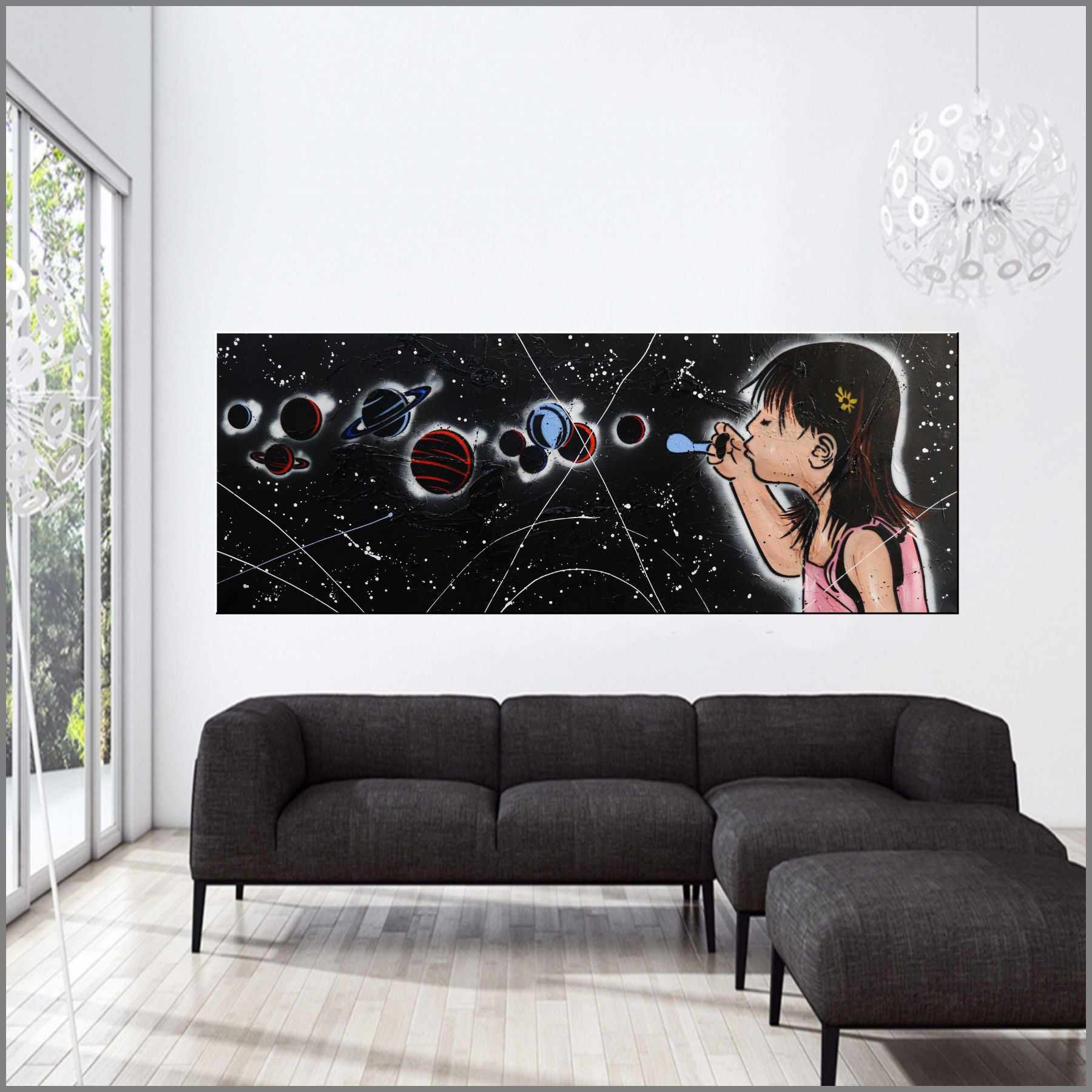 Little Bang Theory 160cm x 60cm Galaxy Textured Urban Pop Art Painting-urban pop-[Franko_Artist]-[Australian_artist]-[Gold_Coast]-[Brisbane]-[modern]-[contemporary]-[original]-[Large_artwork]-[The_Block]-[Dream_Homes]-[ideas]-[Grand_Designs]-[Art_Lover]-Franklin Art Studio