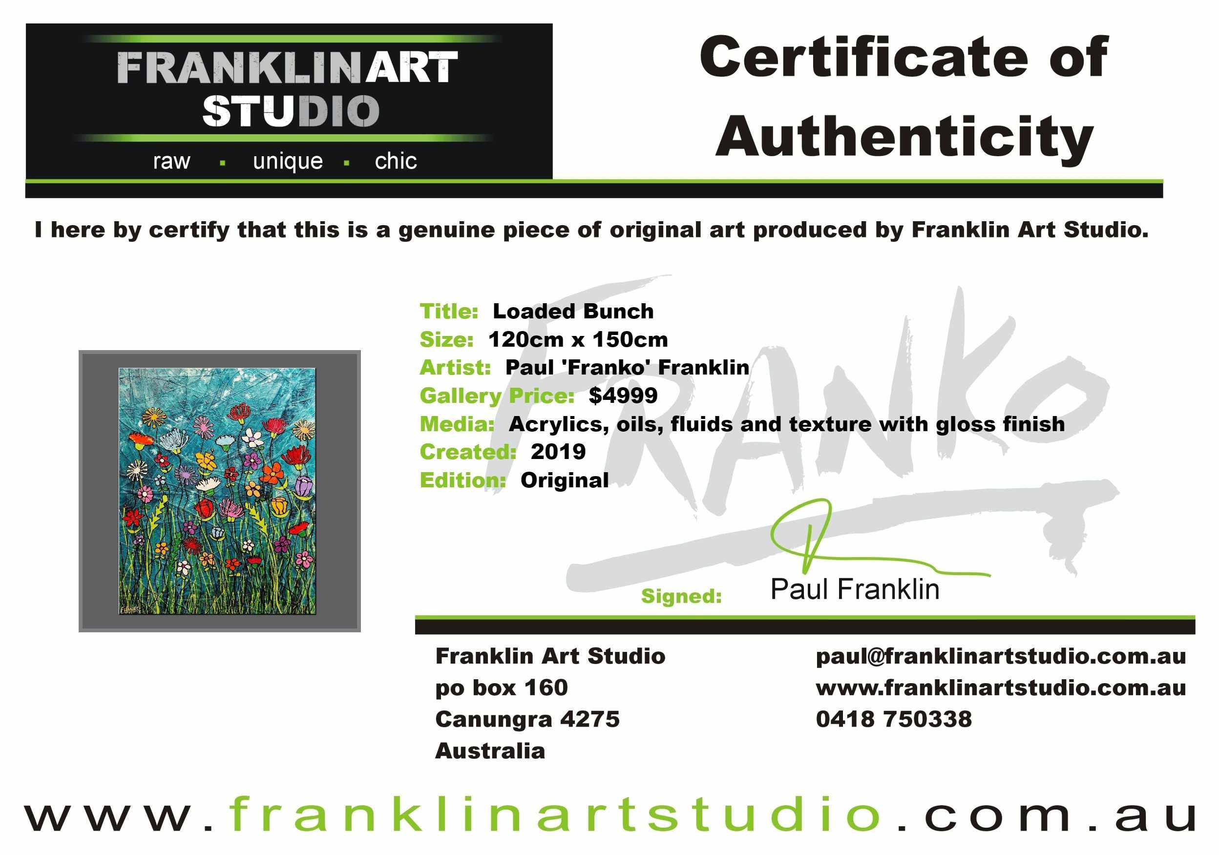 Loaded Bunch 120cm x 150cm Flower Garden Urban Pop Painting (SOLD)-Landscape-[Franko_Artist]-[The_Block]-[Dream_Homes]-[ideas]- [Grand_Designs]-Franklin Art Studio