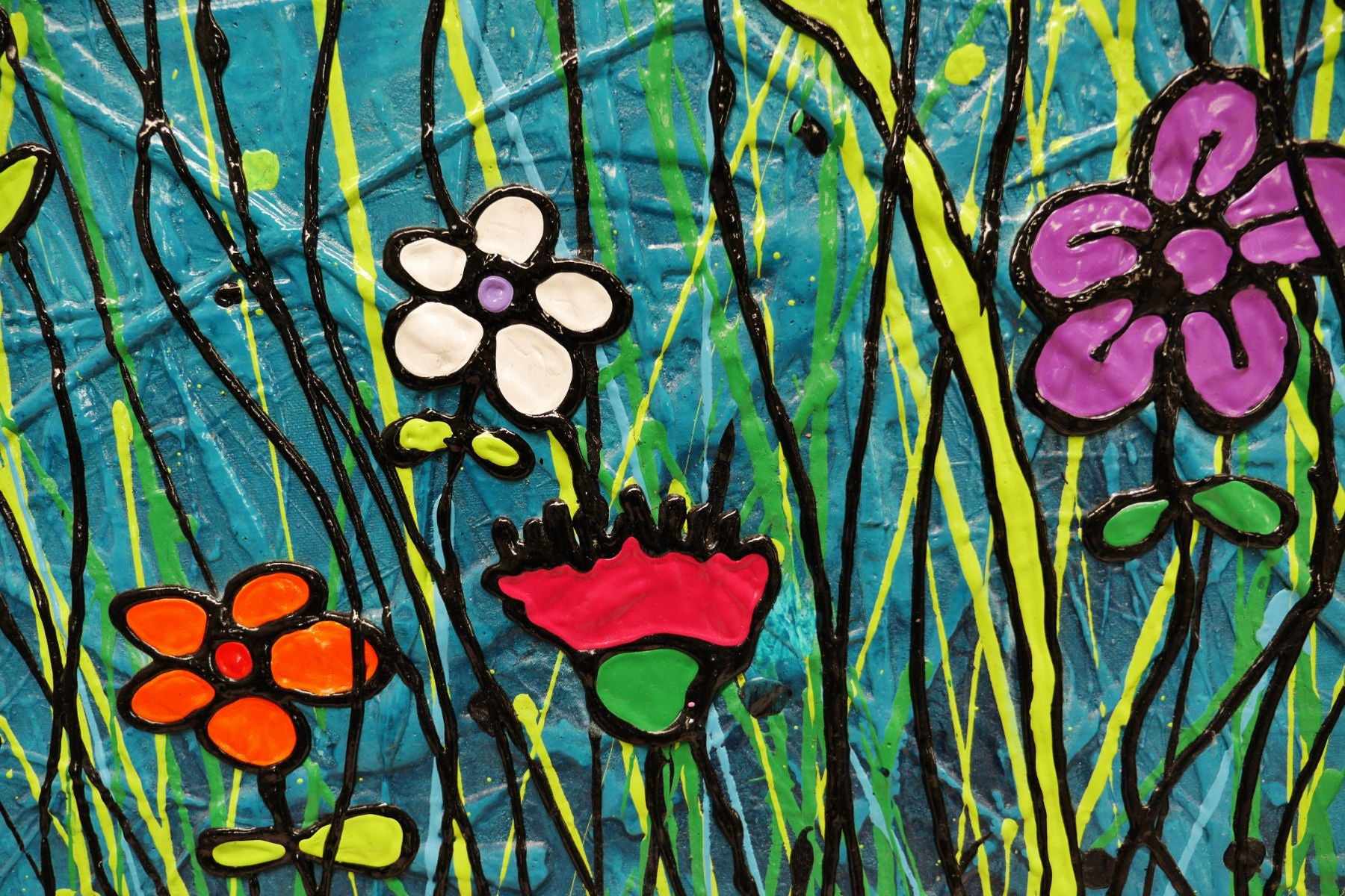Loaded Bunch 120cm x 150cm Flower Garden Urban Pop Painting (SOLD)