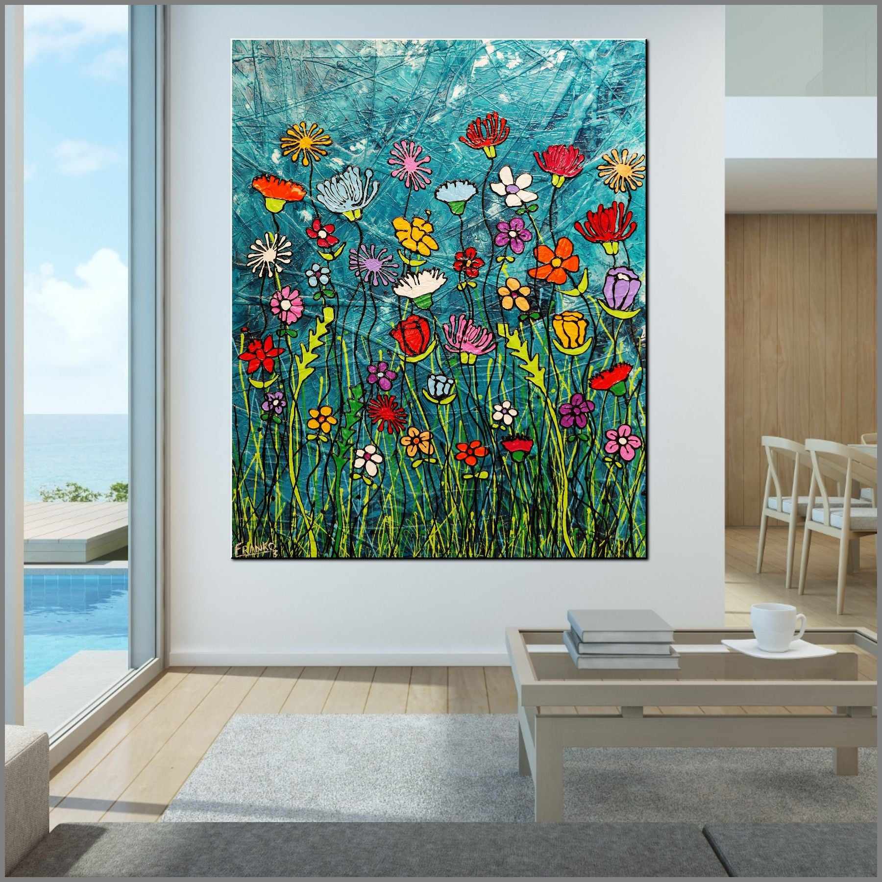 Loaded Bunch 120cm x 150cm Flower Garden Urban Pop Painting (SOLD)-Landscape-[Franko_Artist]-[Australian_artist]-[Gold_Coast]-[Brisbane]-[modern]-[contemporary]-[original]-[Large_artwork]-[The_Block]-[Dream_Homes]-[ideas]-[Grand_Designs]-[Art_Lover]-Franklin Art Studio
