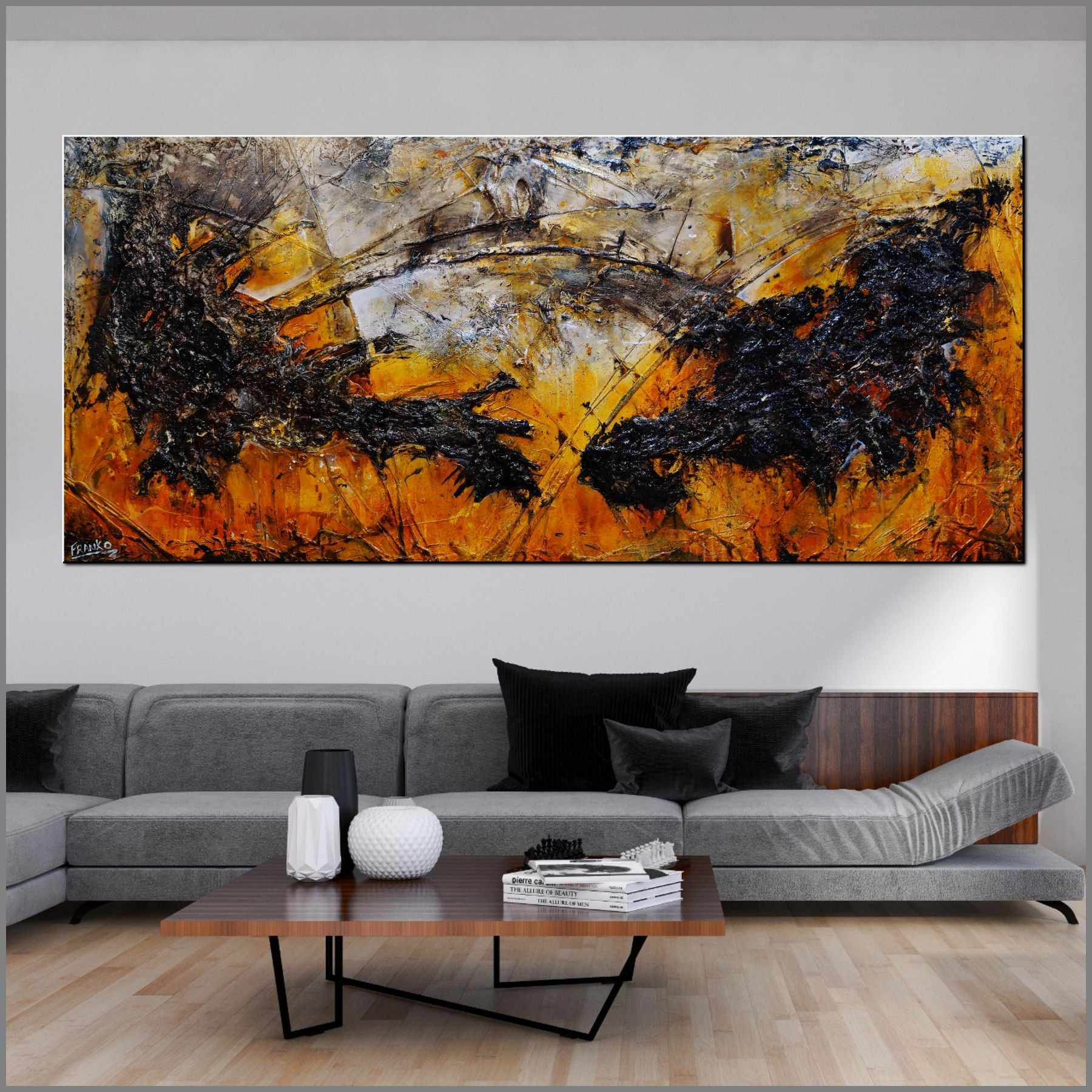 Loaded Sienna 270cm x 120cm Sienna Black Textured Abstract Painting (SOLD)-Abstract-[Franko_Artist]-[Australian_artist]-[Gold_Coast]-[Brisbane]-[modern]-[contemporary]-[original]-[Large_artwork]-[The_Block]-[Dream_Homes]-[ideas]-[Grand_Designs]-[Art_Lover]-Franklin Art Studio