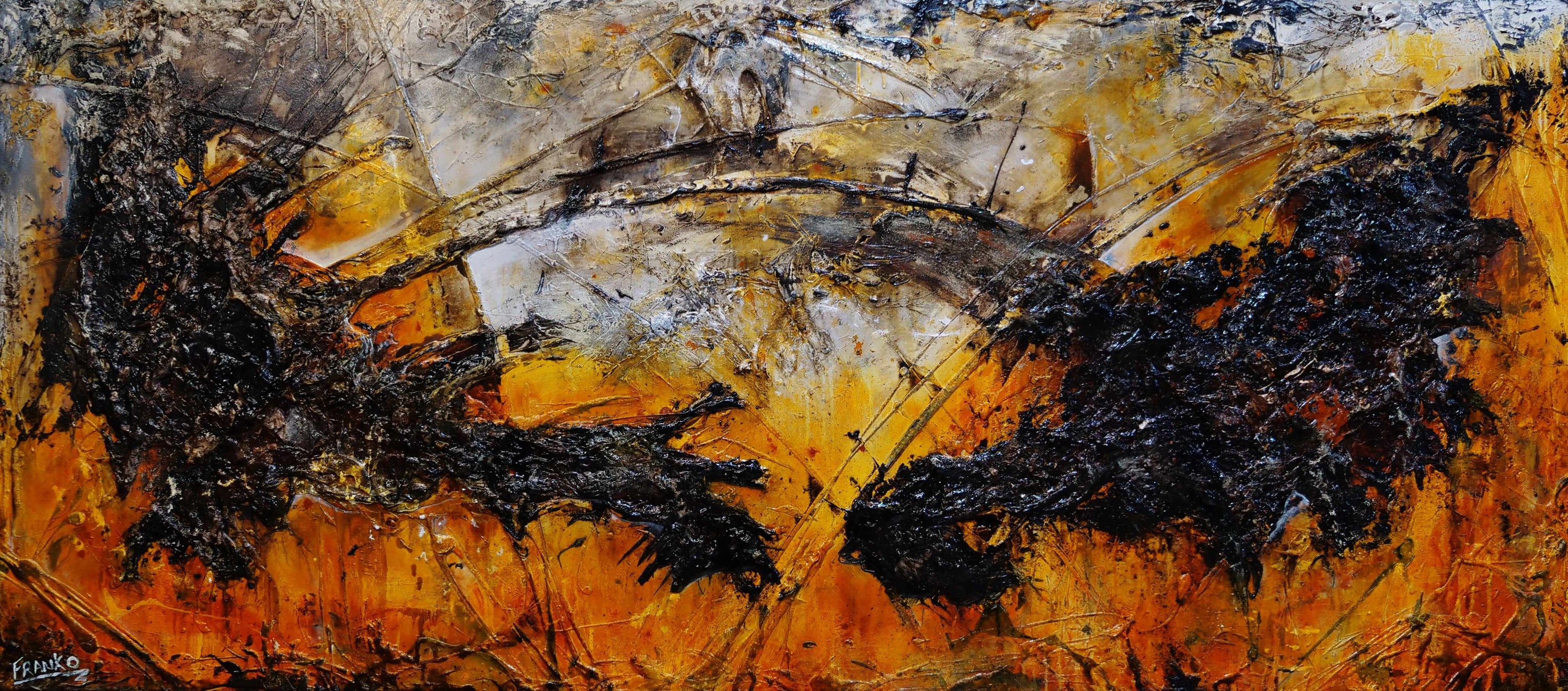 Loaded Sienna 270cm x 120cm Sienna Black Textured Abstract Painting (SOLD)-Abstract-[Franko_Artist]-[Australian_artist]-[Gold_Coast]-[Brisbane]-[modern]-[contemporary]-[original]-[Large_artwork]-Franklin Art Studio