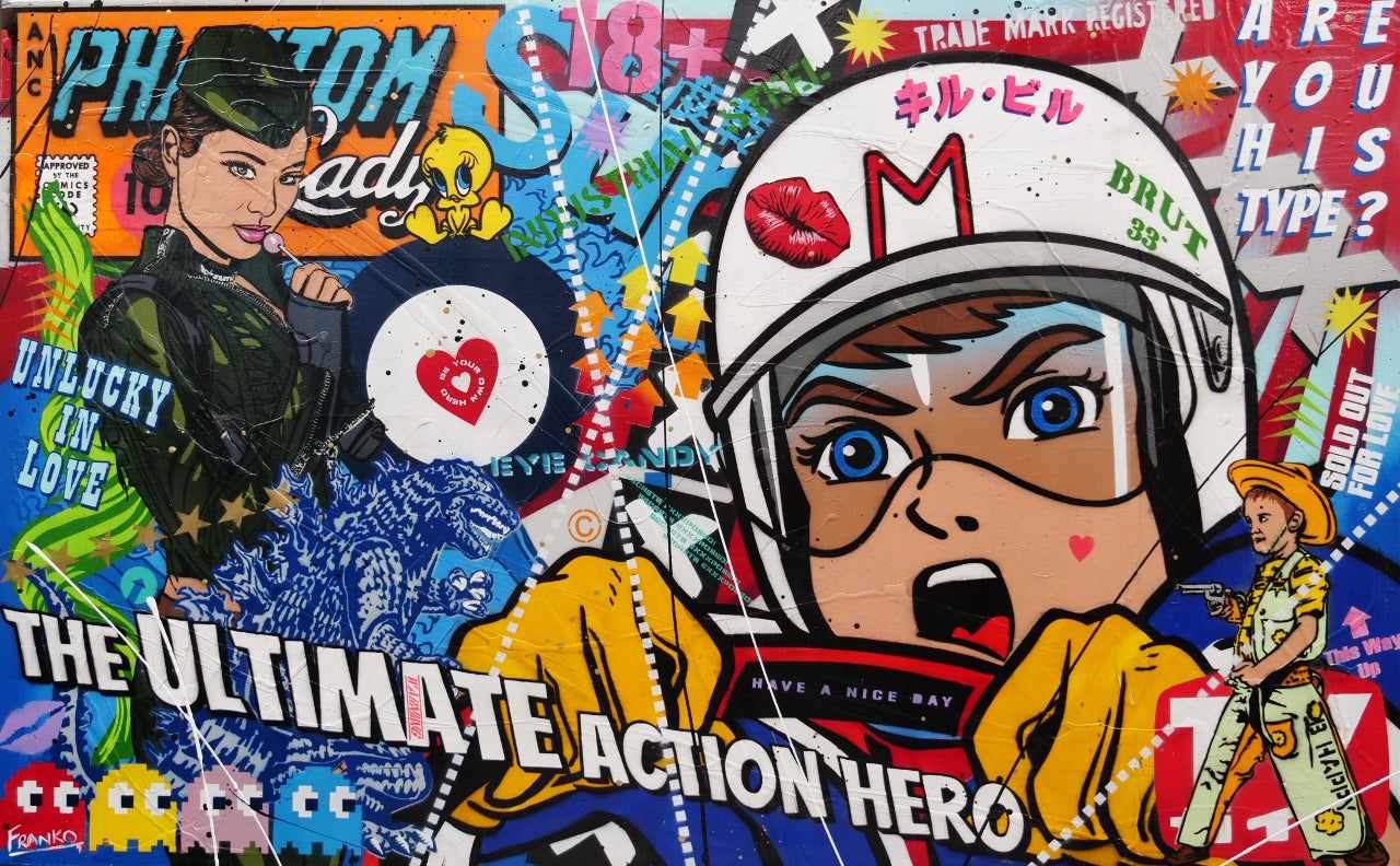 Lollipop Speed 160cm x 100cm Speed Racer Textured Urban Pop Art Painting (SOLD)-Urban Pop Art-[Franko_Artist]-[Australian_artist]-[Gold_Coast]-[Brisbane]-[modern]-[contemporary]-[original]-[Large_artwork]-Franklin Art Studio
