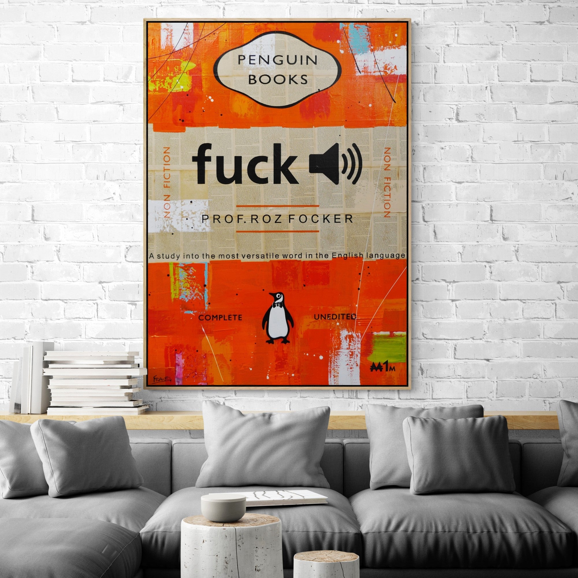 That Word 140cm x 100cm Fuck Urban Pop Book Club Painting (SOLD)-book club-[Franko_Artist]-[The_Block]-[Dream_Homes]-[ideas]-[Grand_Designs]-[Art_Lover]-Franklin Art Studio
