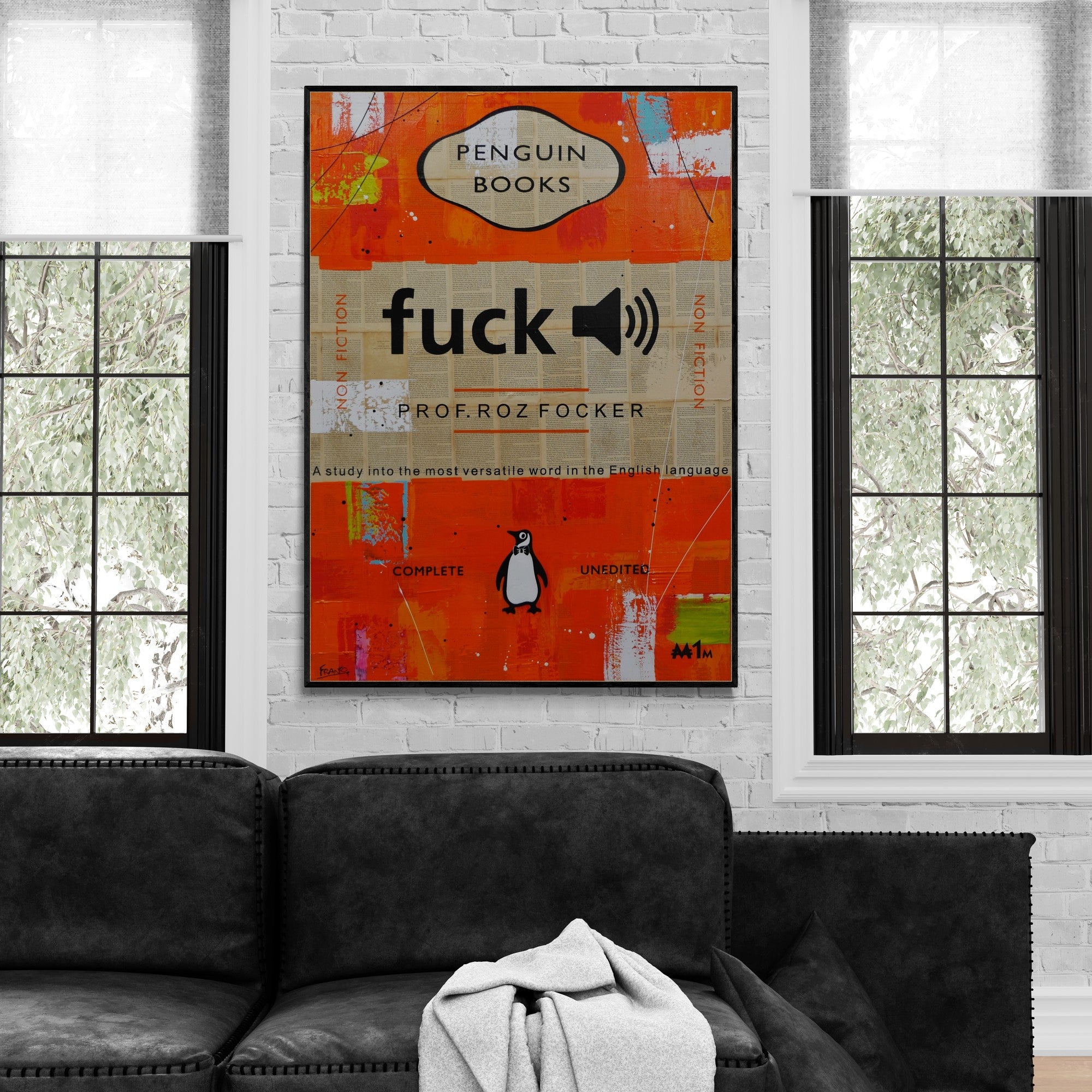 That Word 140cm x 100cm Fuck Urban Pop Book Club Painting (SOLD)-book club-[Franko_Artist]-[Australian_artist]-[Gold_Coast]-[Brisbane]-[modern]-[contemporary]-[original]-[Large_artwork]-[The_Block]-[Dream_Homes]-[ideas]-[Grand_Designs]-[Art_Lover]-Franklin Art Studio
