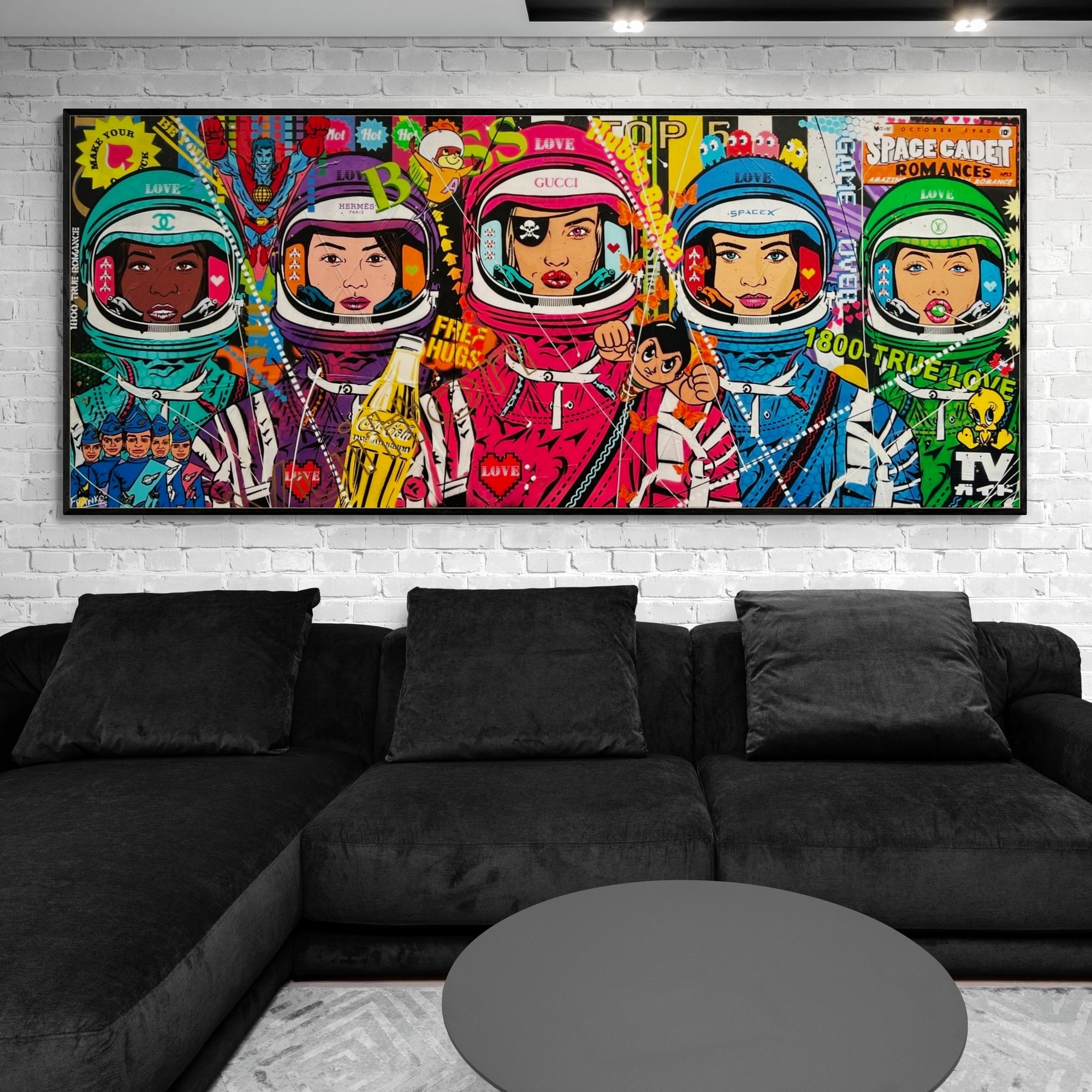 The Mission 240cm x 100cm Space Cadets Textured Urban Pop Art Painting (SOLD)-Urban Pop Art-[Franko_Artist]-[Australian_artist]-[Gold_Coast]-[Brisbane]-[modern]-[contemporary]-[original]-[Large_artwork]-[The_Block]-[Dream_Homes]-[ideas]-[Grand_Designs]-[Art_Lover]-Franklin Art Studio