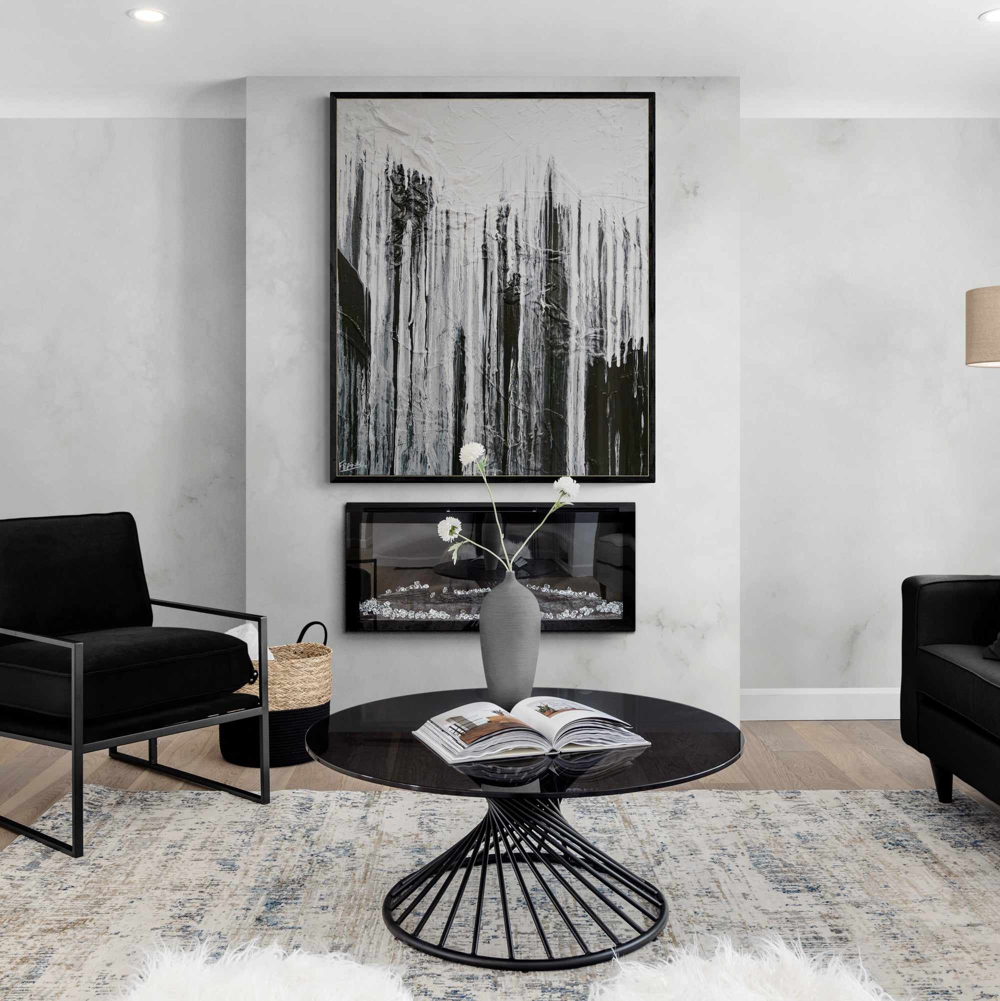 Lucid Jellyfish 120cm x 100cm Black White Grey Textured Abstract Painting (SOLD)-Abstract-[Franko_Artist]-[The_Block]-[Dream_Homes]-[ideas]- [Grand_Designs]-Franklin Art Studio