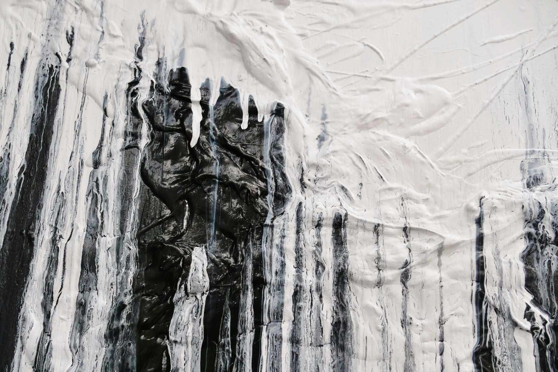 Lucid Jellyfish 120cm x 100cm Black White Grey Textured Abstract Painting (SOLD)